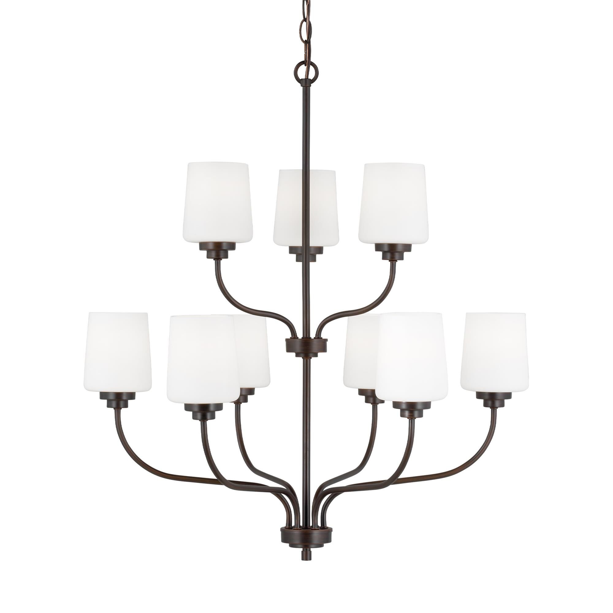 Shown in Bronze finish and Etched with White Inside glass