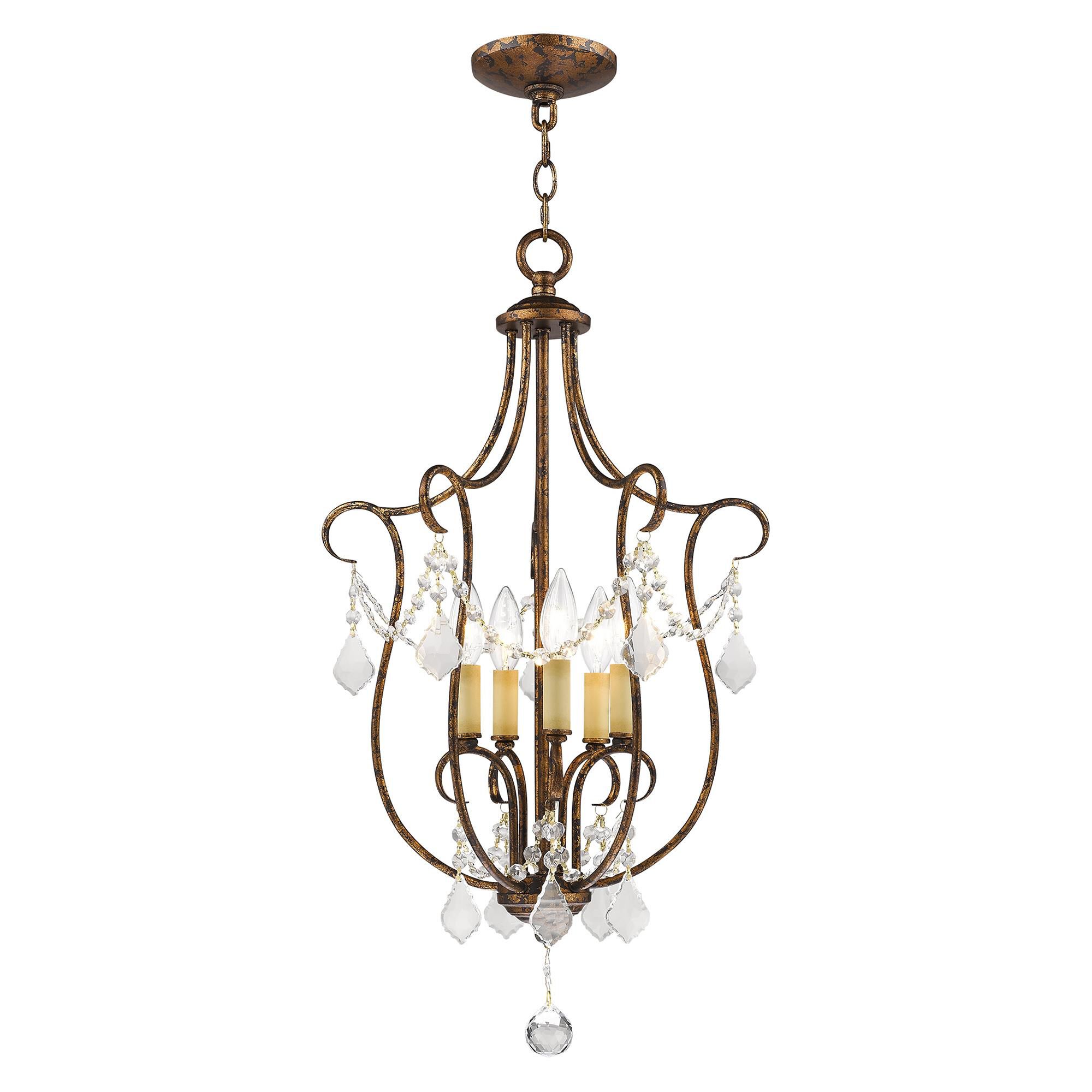 Shown in Hand Applied Venetian Golden Bronze finish and Clear crystal