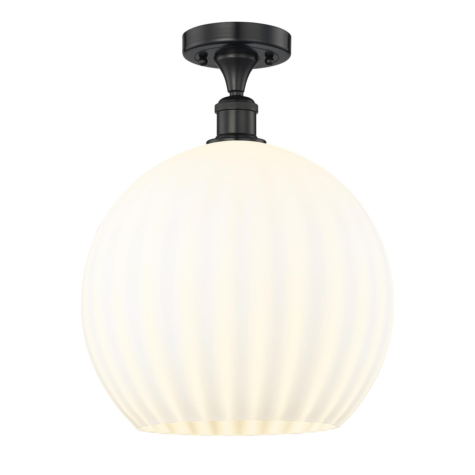 Shown in Matte Black finish and White Venetian glass
