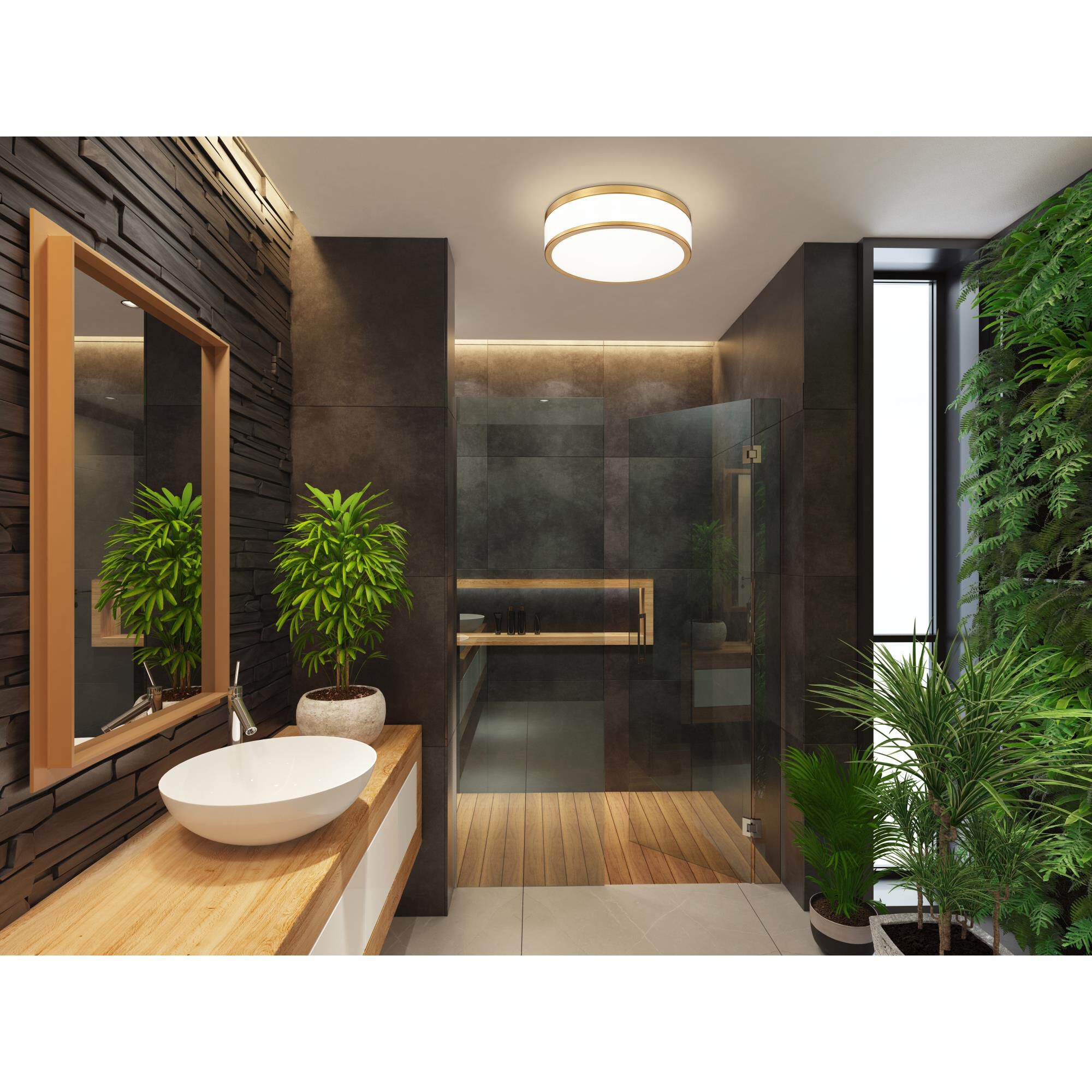 Shown in Modern Gold finish and Frosted glass and Frosted shade