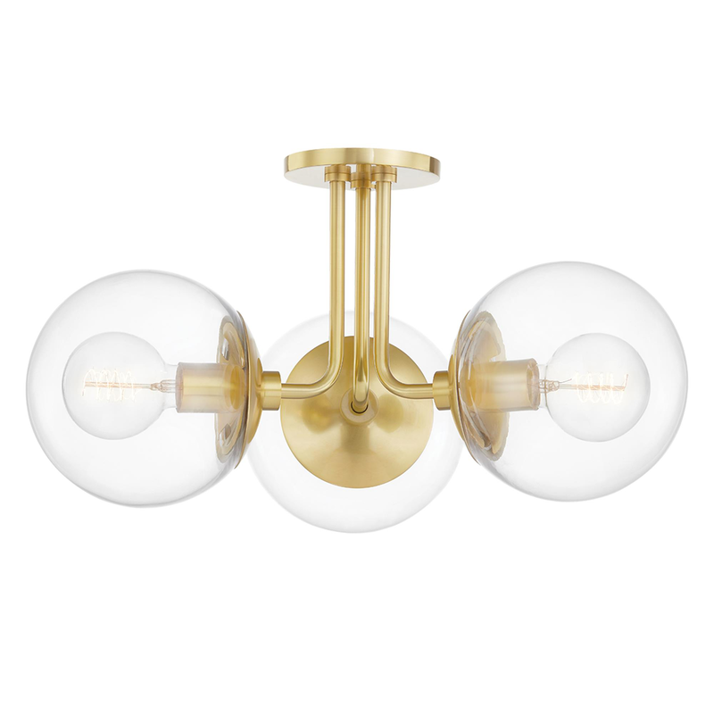 Meadow 20 Inch 3 Light Semi Flush Mount by Mitzi
