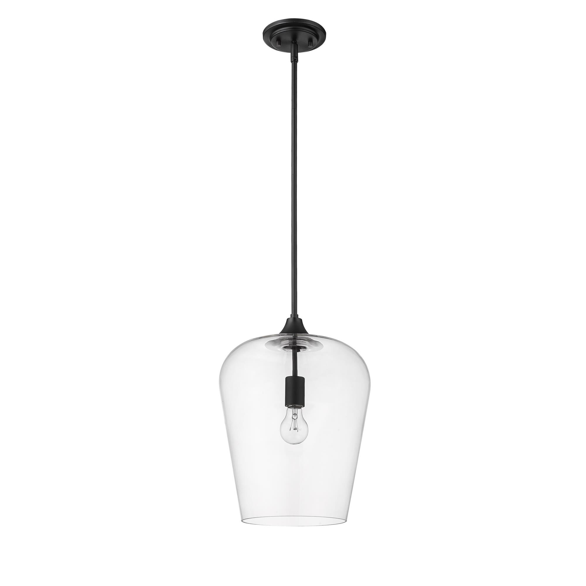 Shown in Matte Black finish and Glass shade