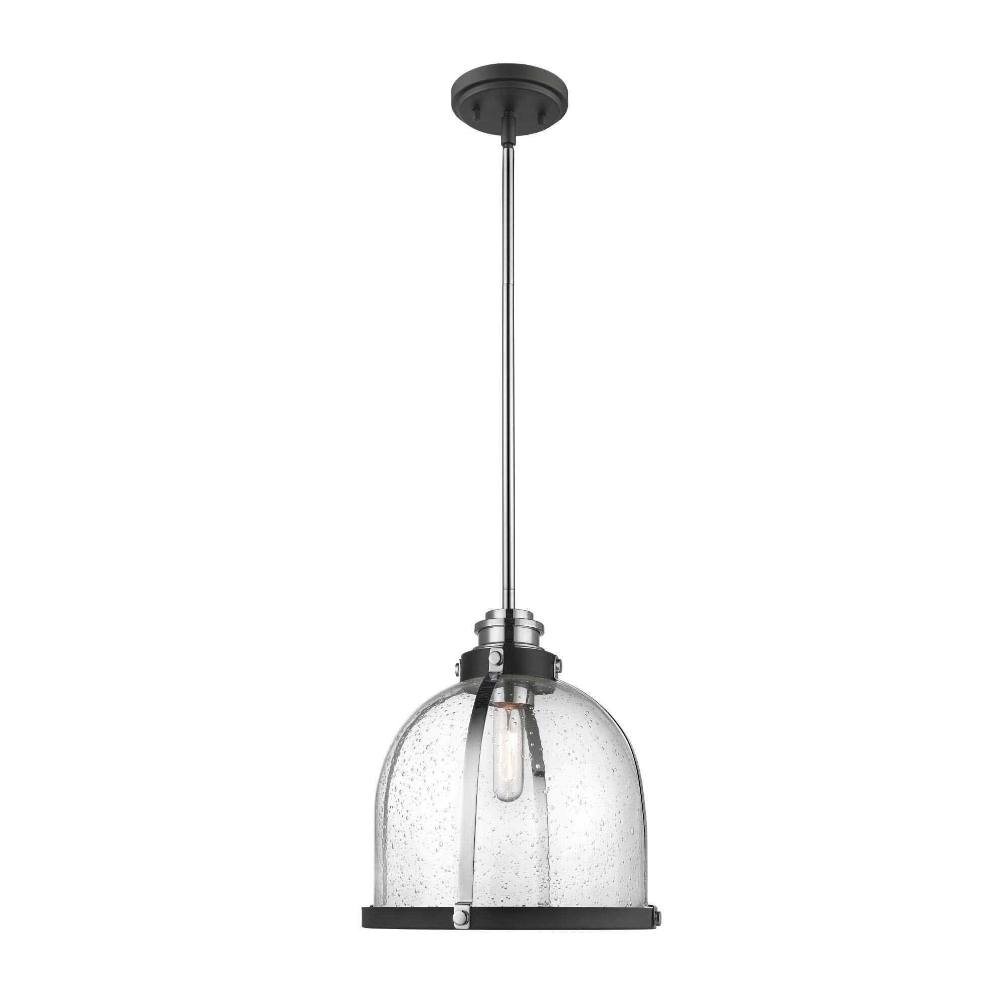 Shown in Matte Black + Chrome finish and Glass shade