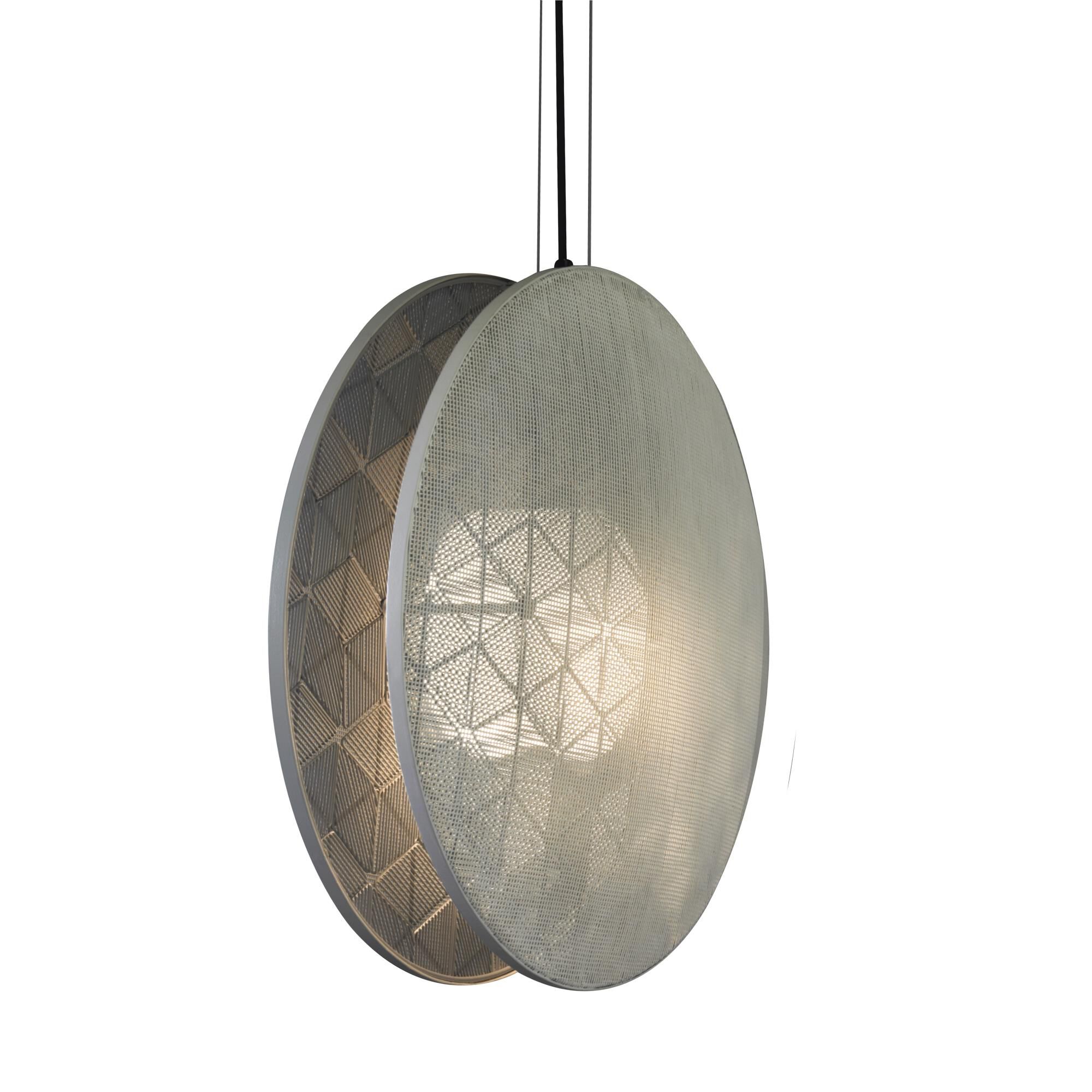 Shown in Satin Nickel finish and White Galvanized Iron Wire shade