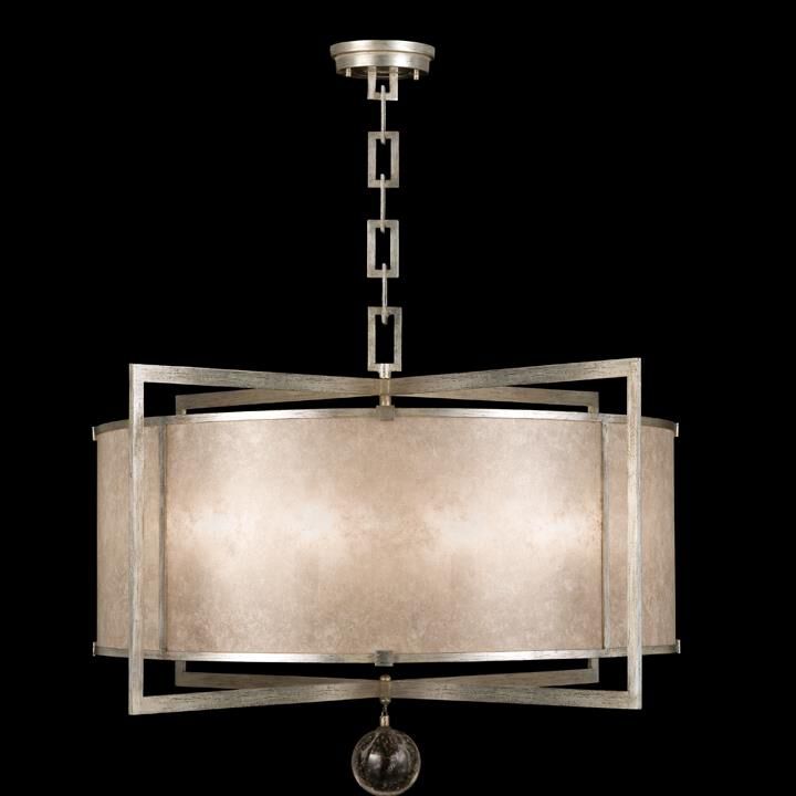 Shown in Silver finish and False crystal and False glass and Translucent Mica shade