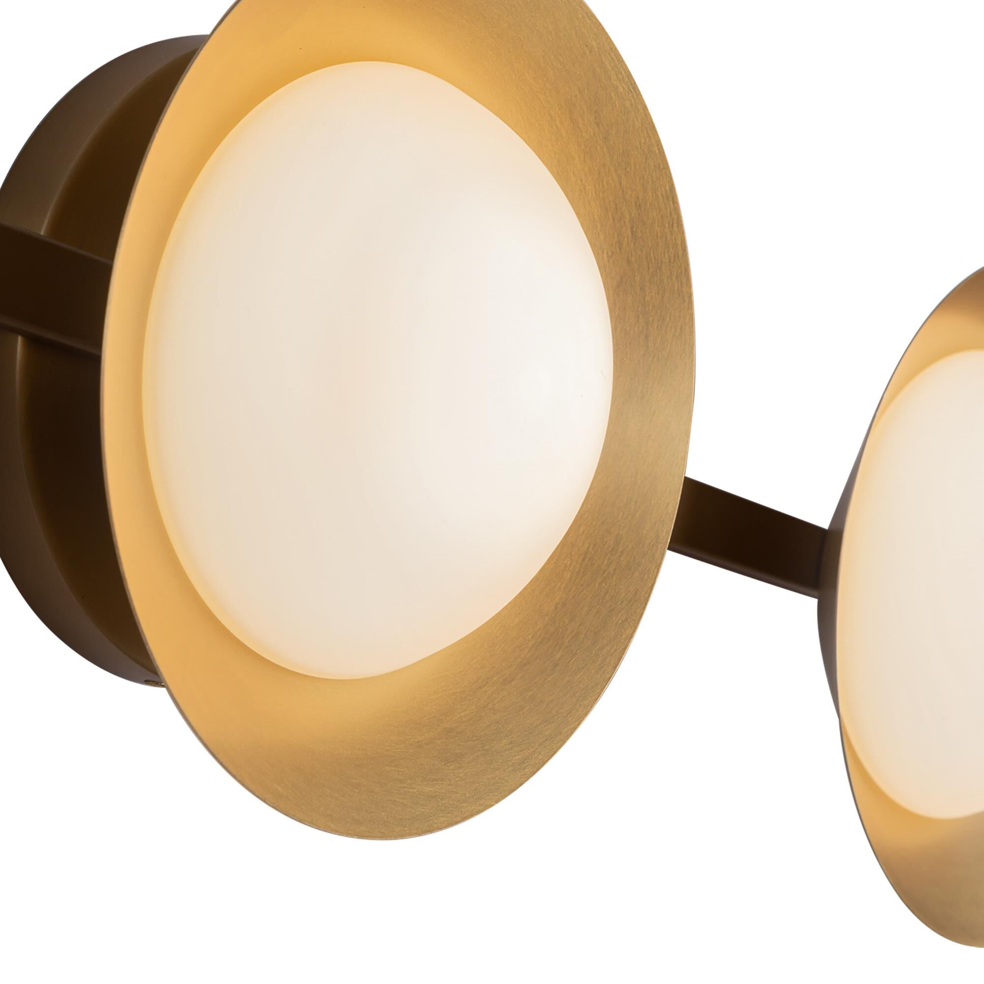Shown in Brushed Gold finish and Opal glass