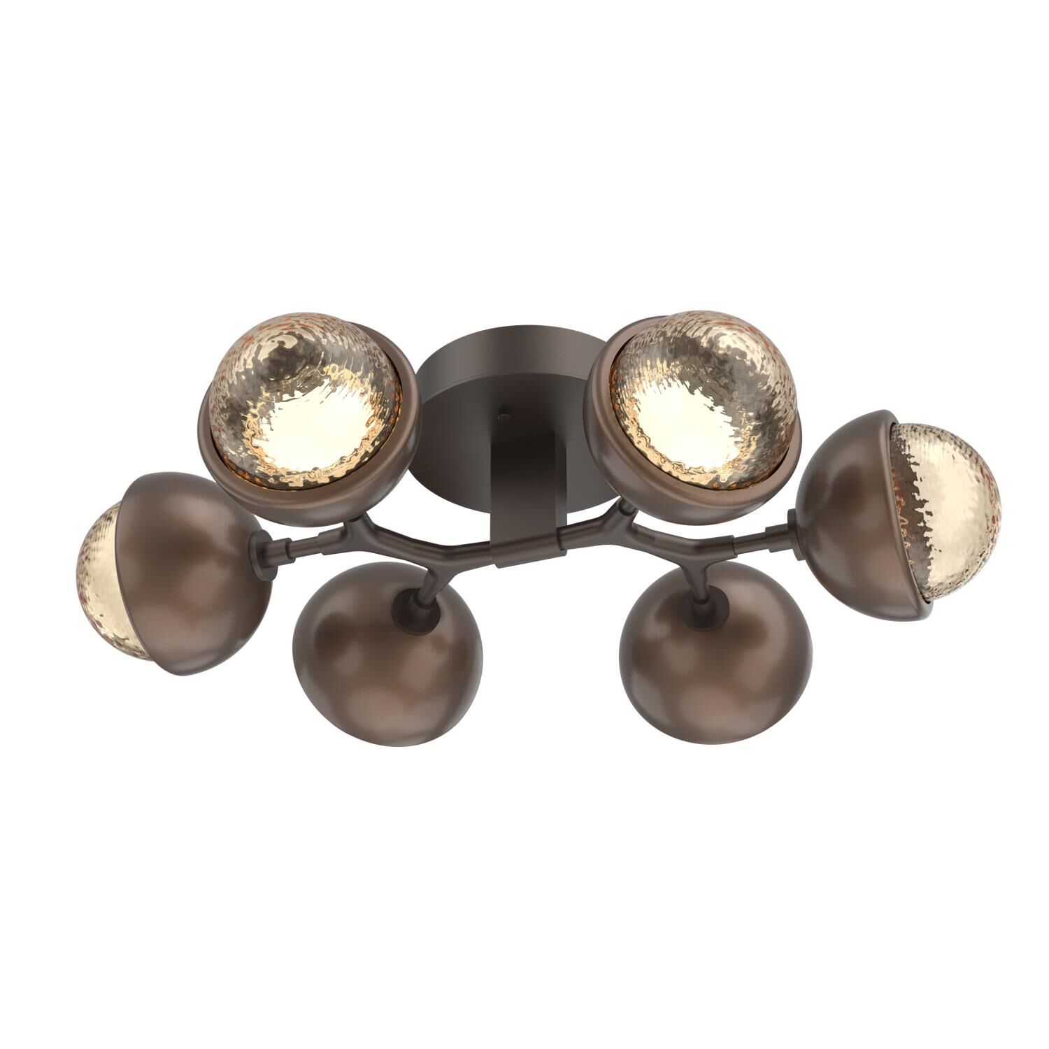 Shown in Flat Bronze finish and Amber glass and Burnished Bronze accent
