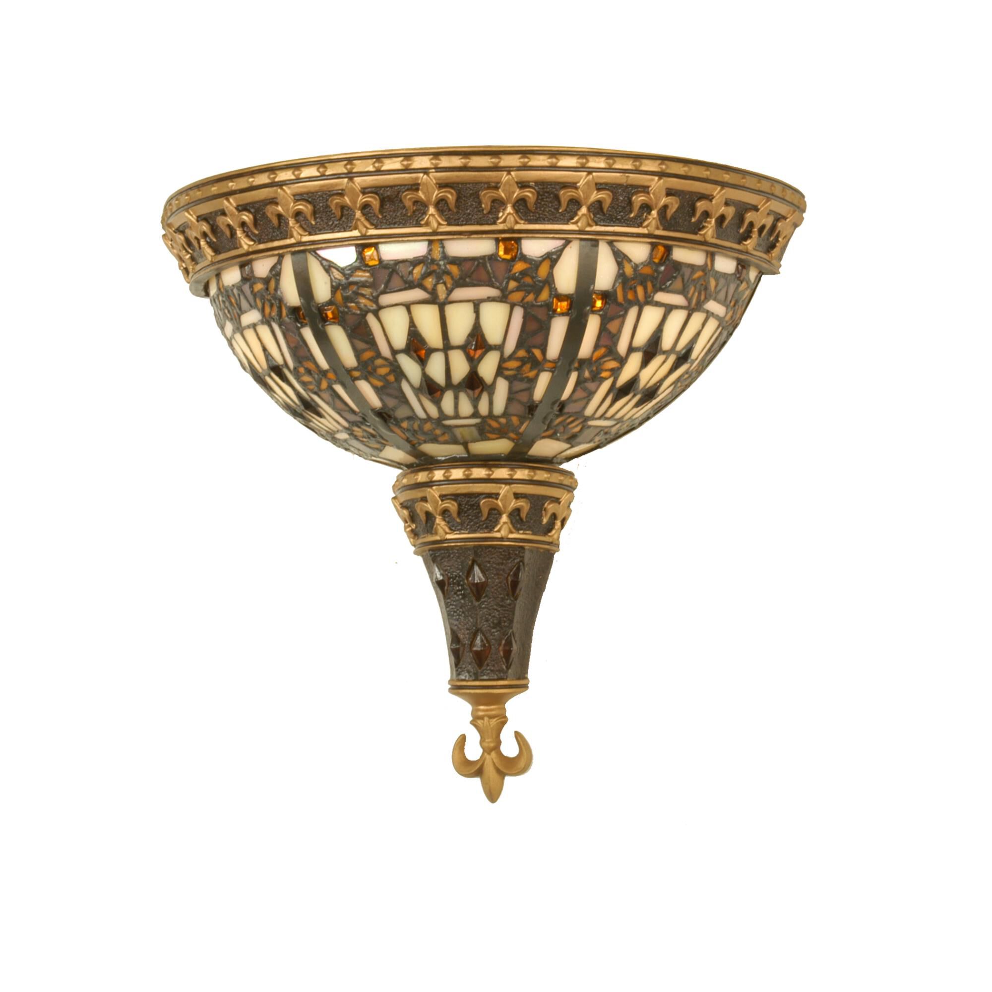 Shown in Mahogany Bronze finish and Beige-Green-Blue-Amber glass