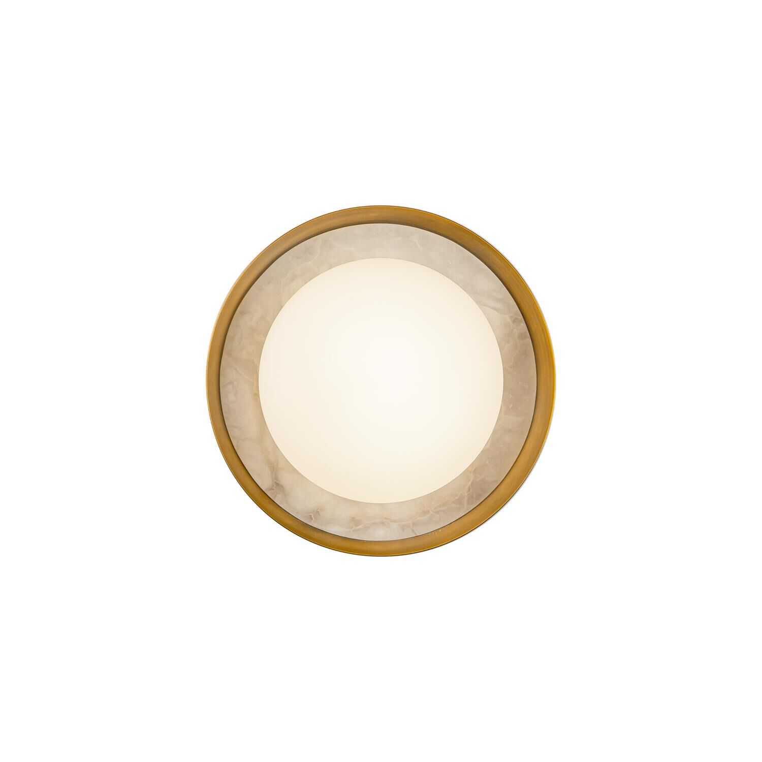 Shown in Vintage Brass finish and Opal glass and Steel  With Alabaster Detail shade