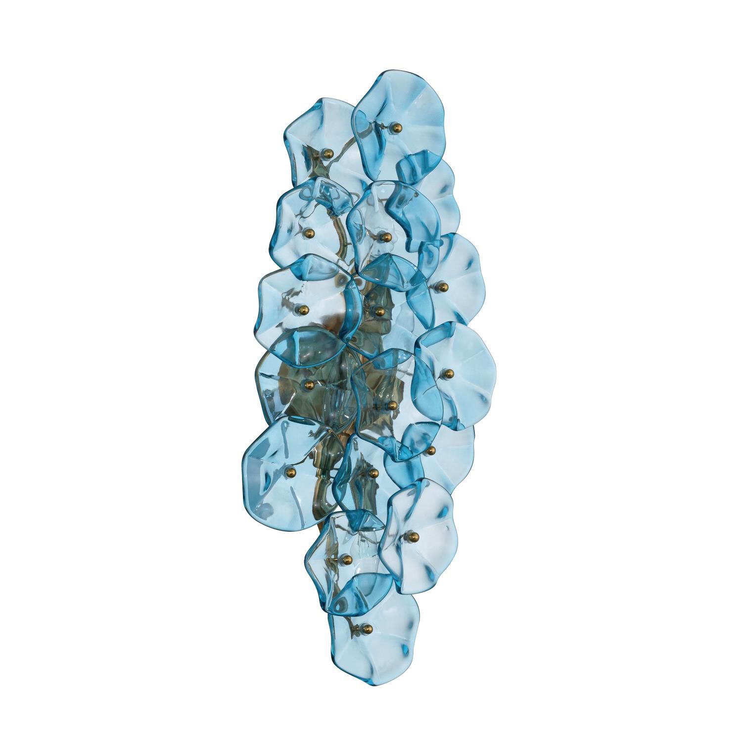 Shown in Aged Brass finish and Floral Glass Petals crystal