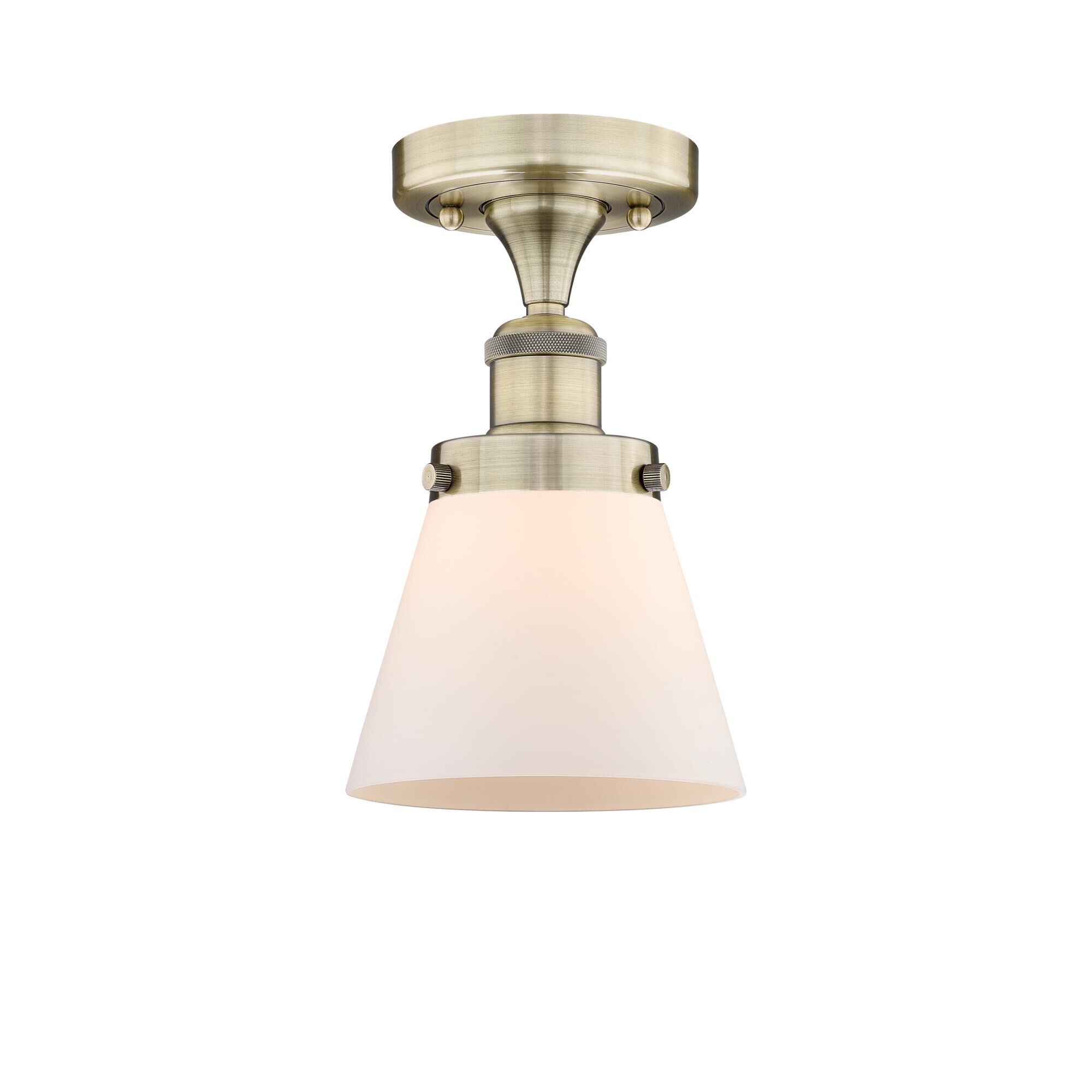 Shown in Antique Brass finish and Matte White glass