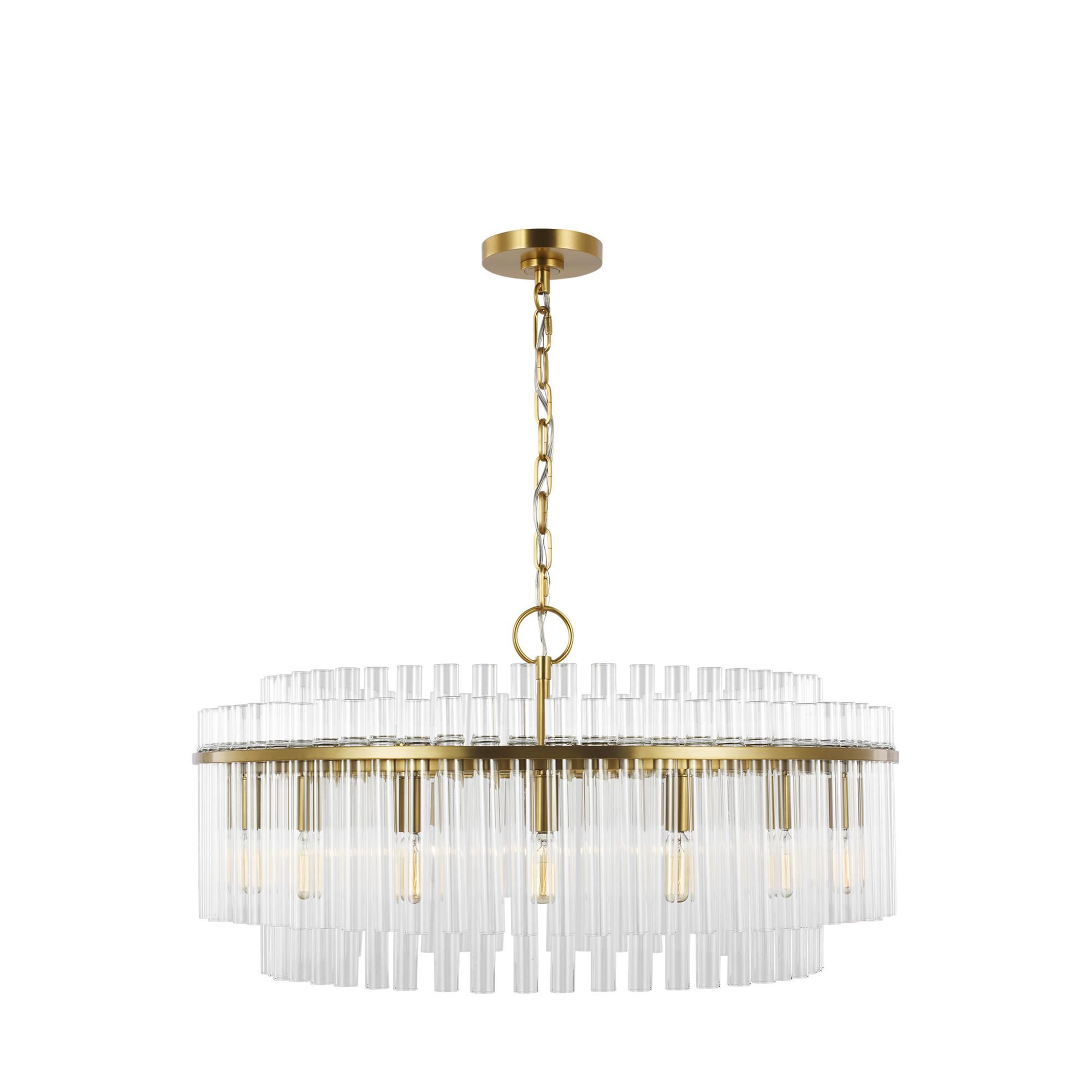 Shown in Burnished Brass finish and Clear Tubes glass