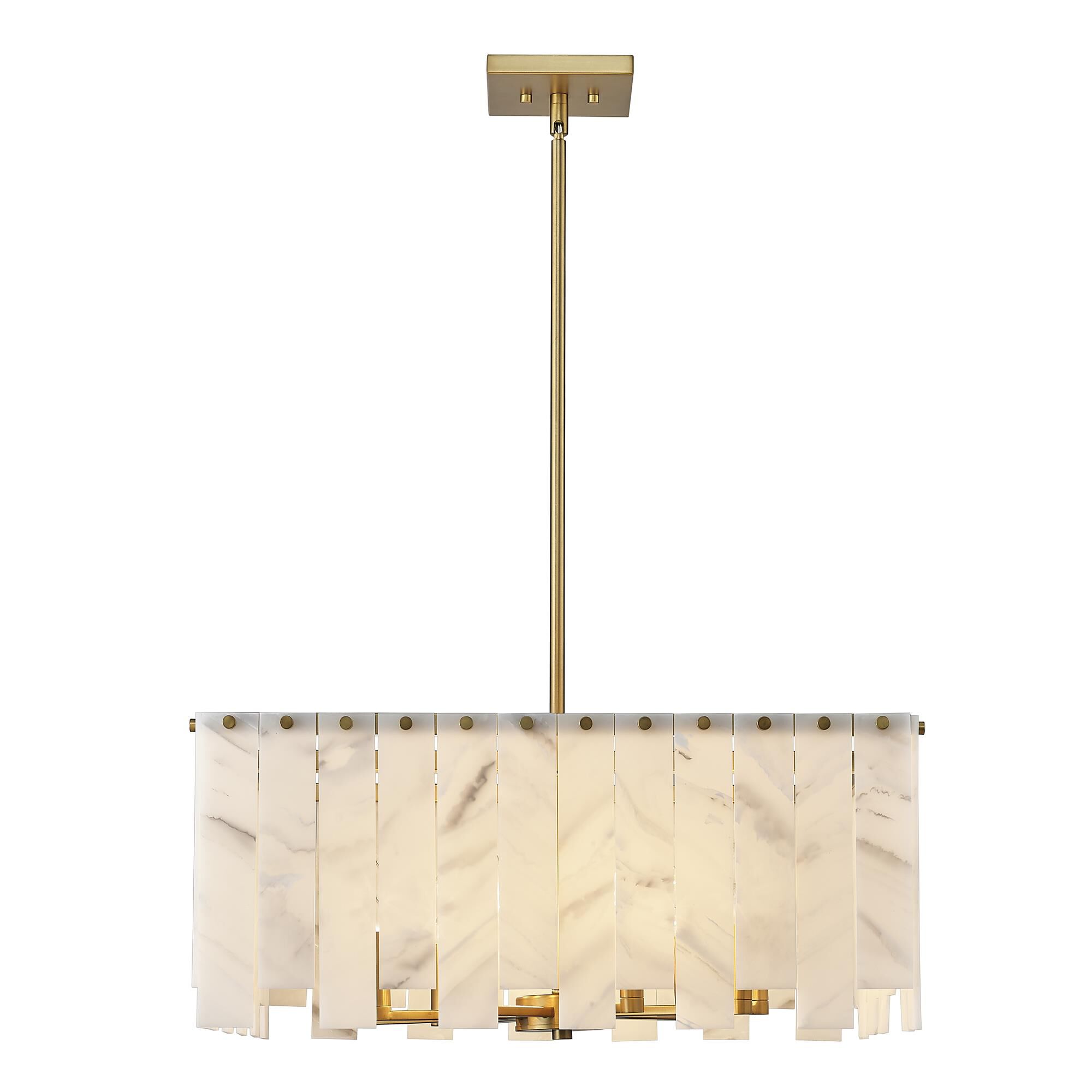 Shown in Rubbed Brass finish and Alabaster Resin shade