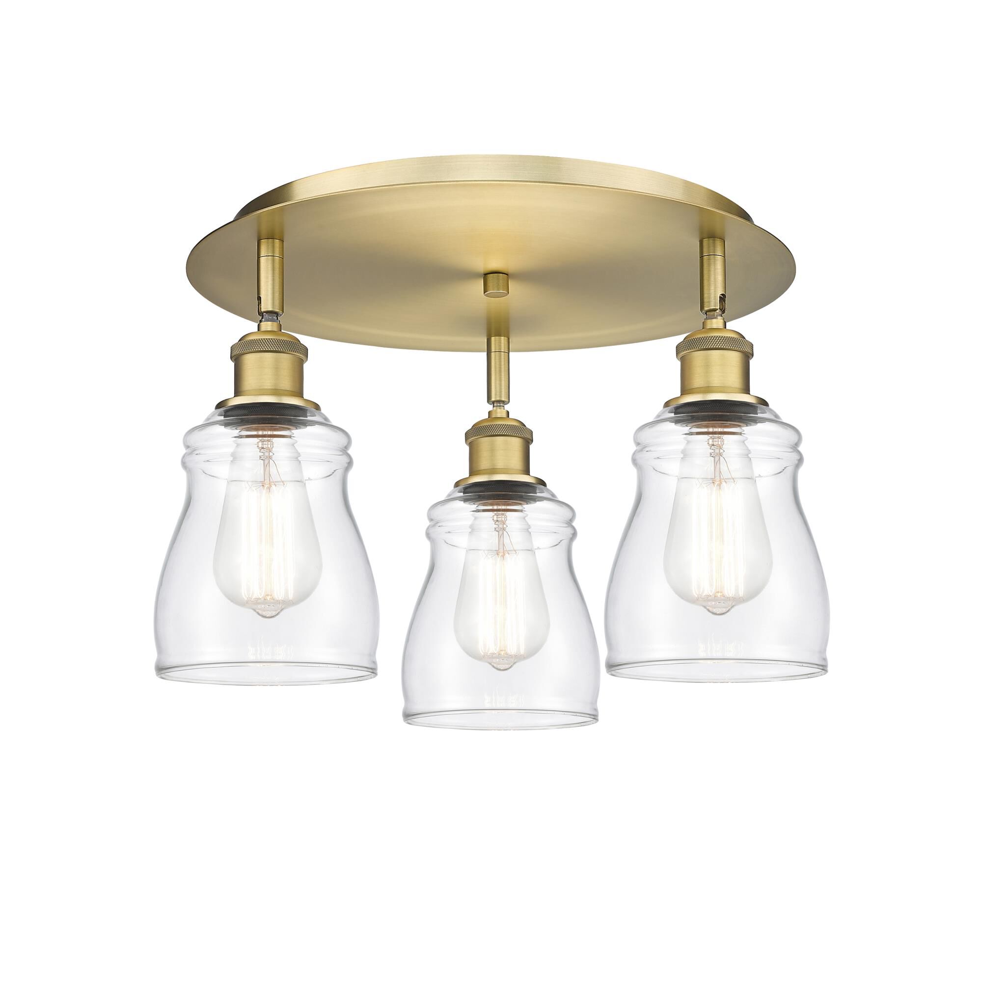 Shown in Brushed Brass finish and Clear glass