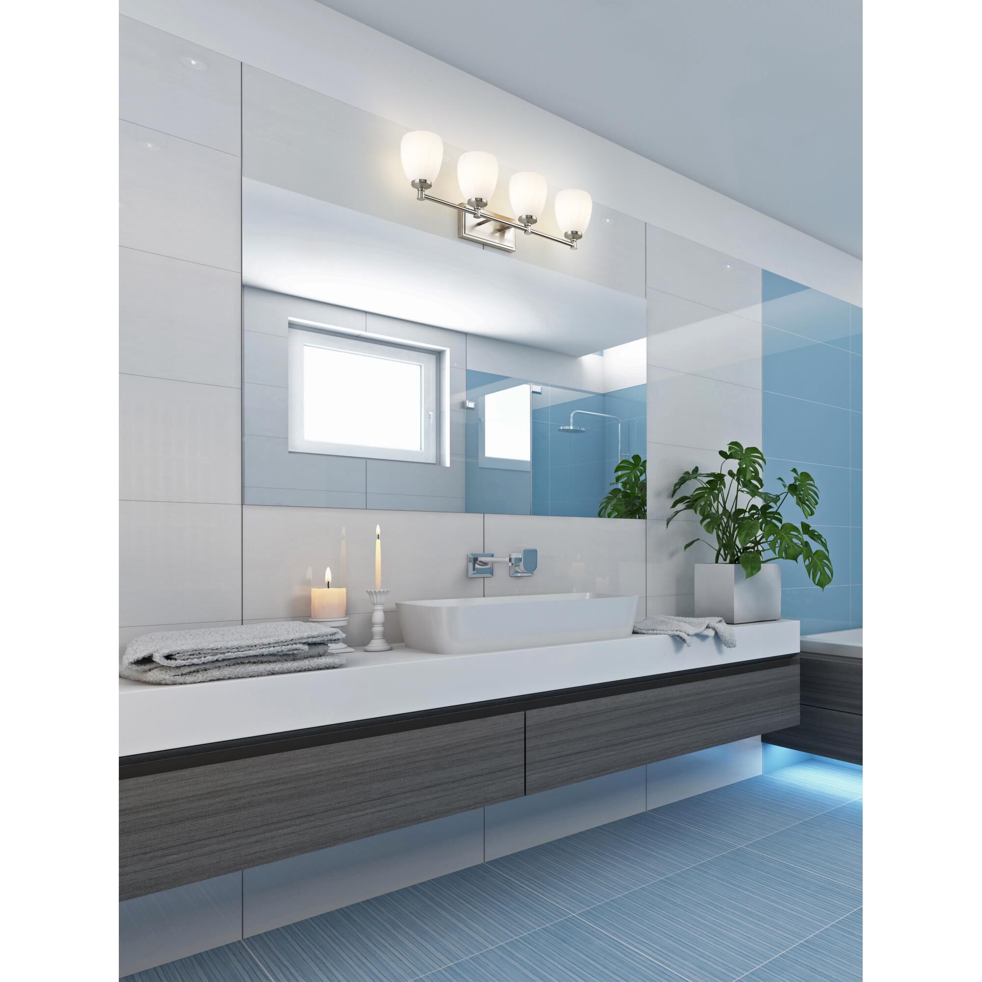 Shown in Brushed Nickel finish and Matte Opal glass and Matte Opal shade