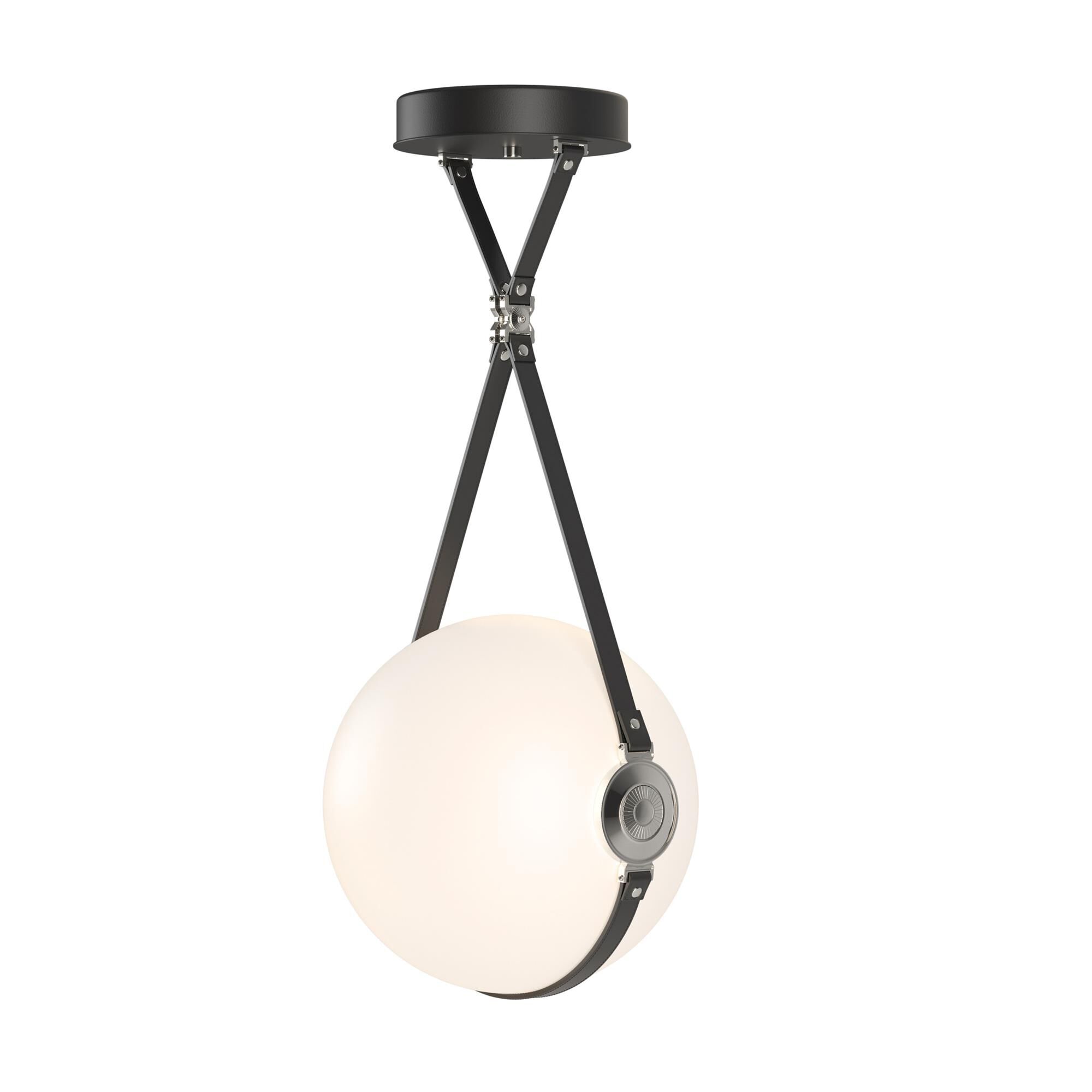 Shown in Black finish and Opal glass and Polished Nickel accent