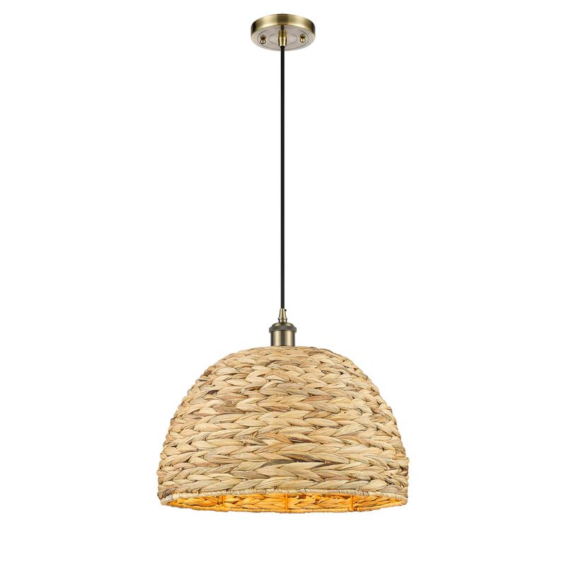 Bruno Marashlian Woven Rattan 16 Inch Large Pendant by Innovations Lighting