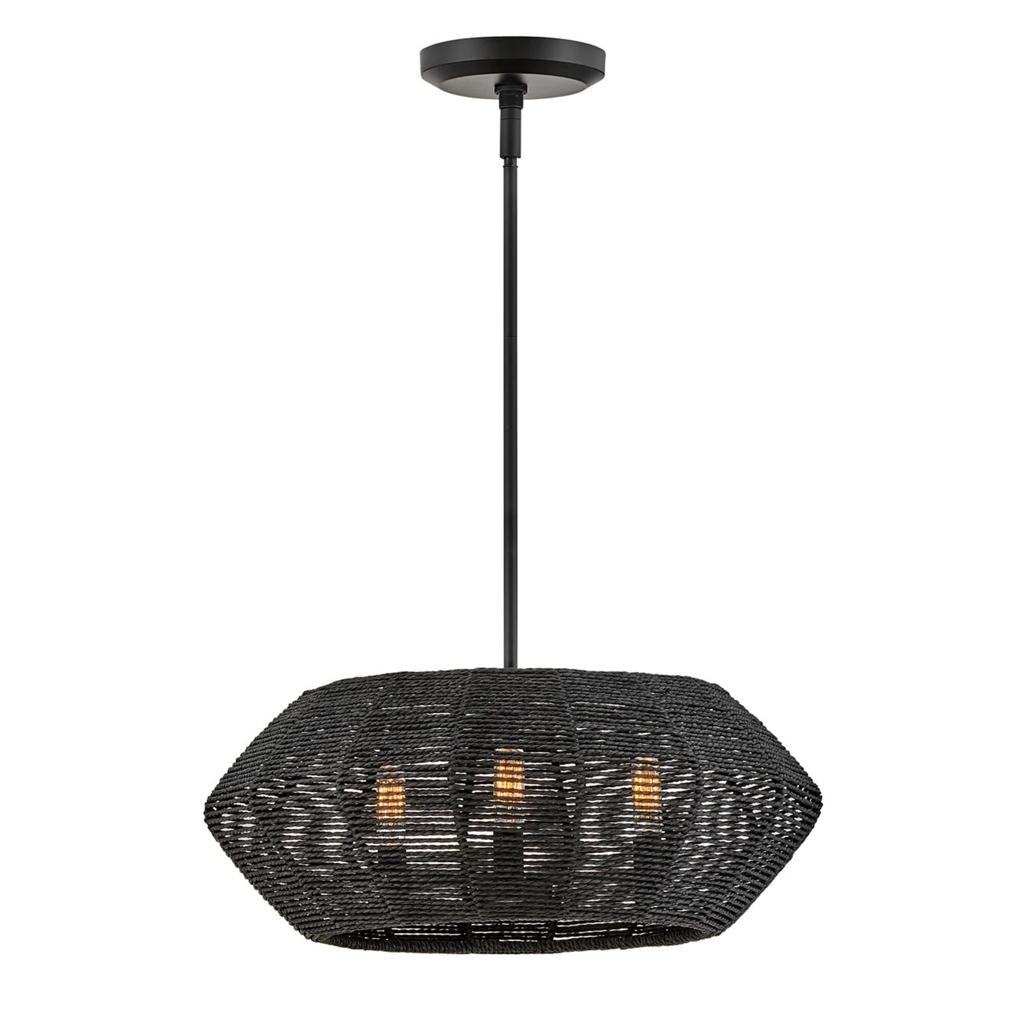 Shown in Black finish and Black Rattan shade