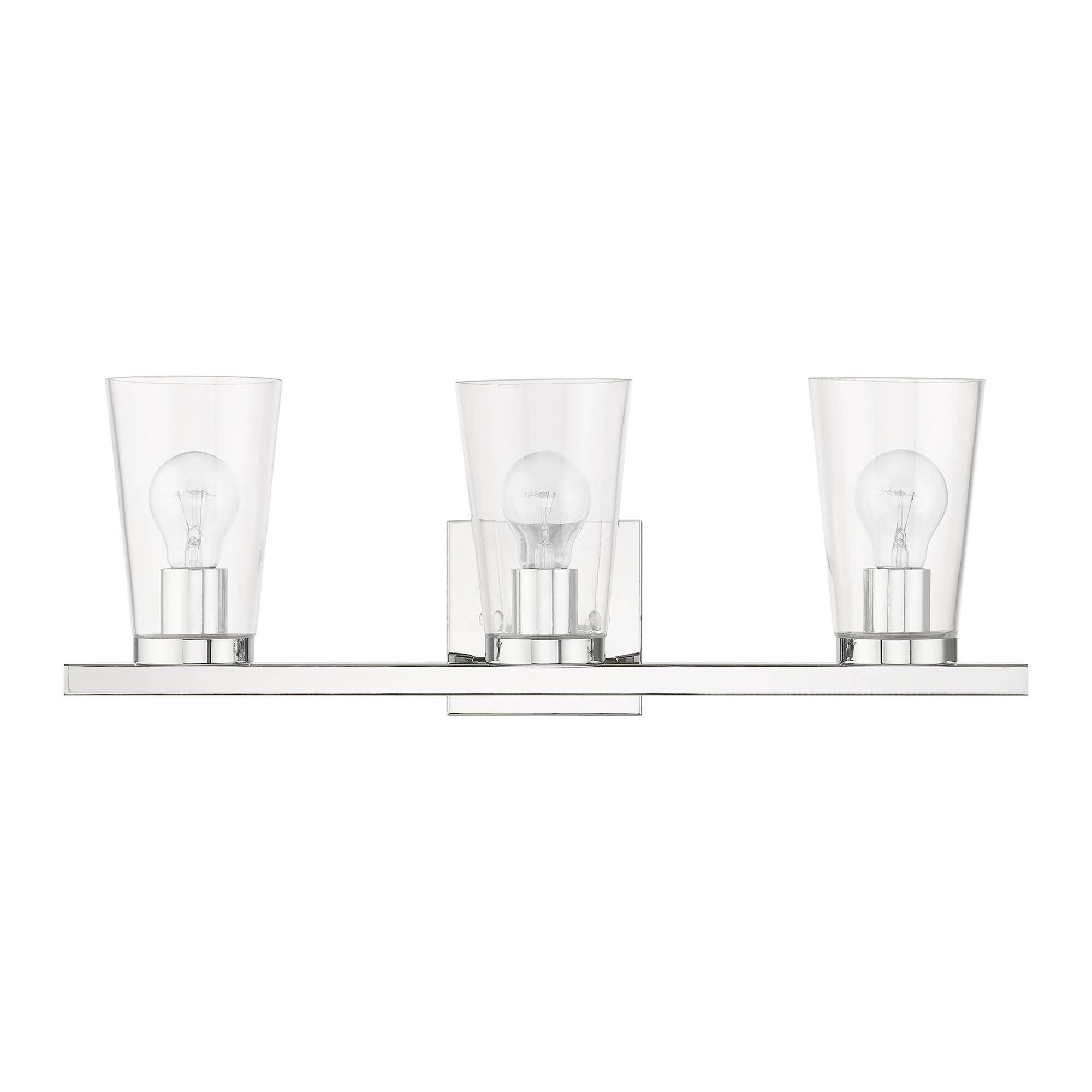 Shown in Polished Chrome finish and Clear glass