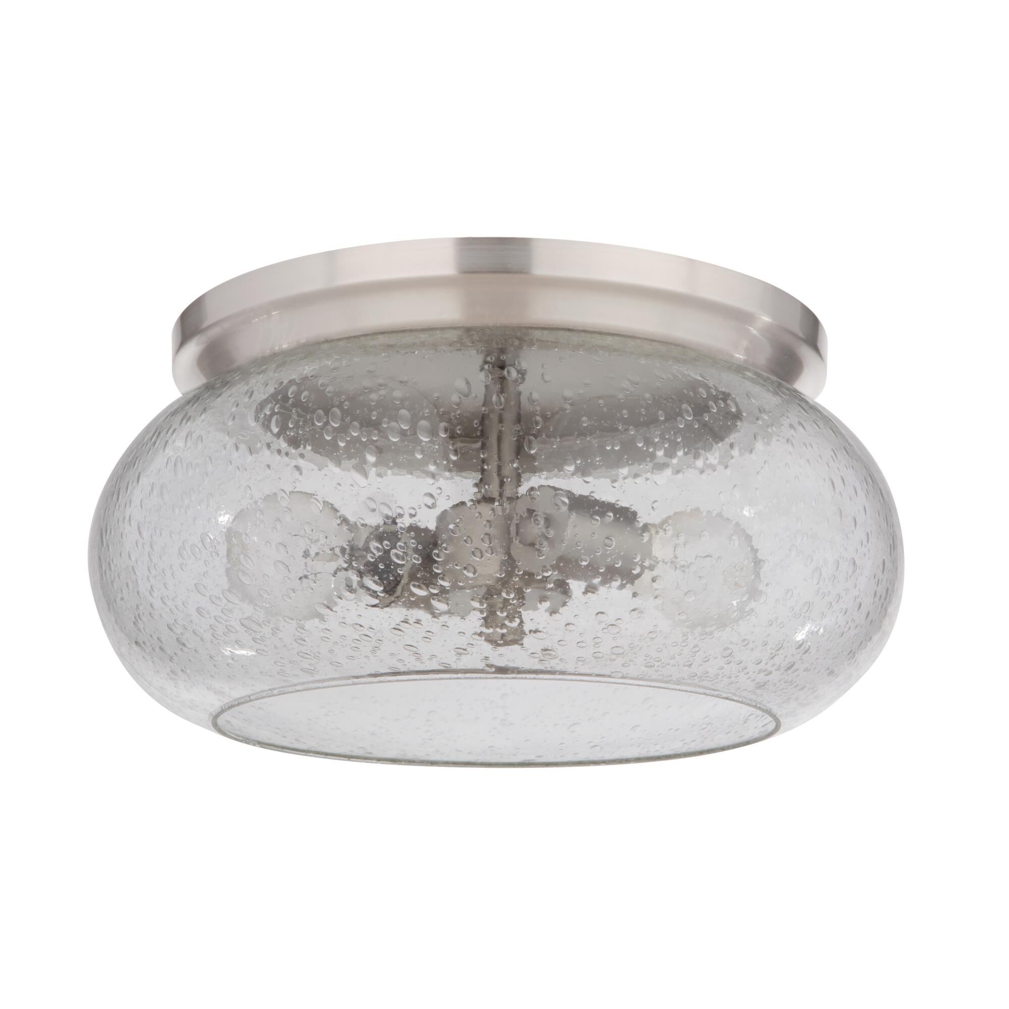 Shown in Brushed Polished Nickel finish and Clear Seeded glass and Glass shade