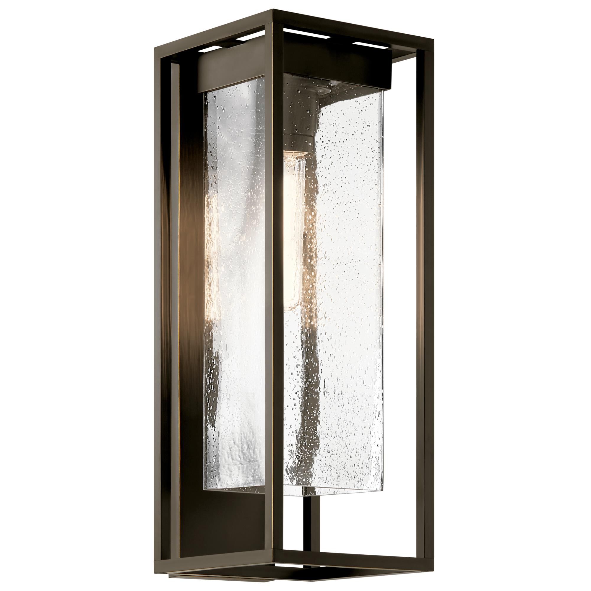 Shown in Bronze finish and Clear Seeded glass