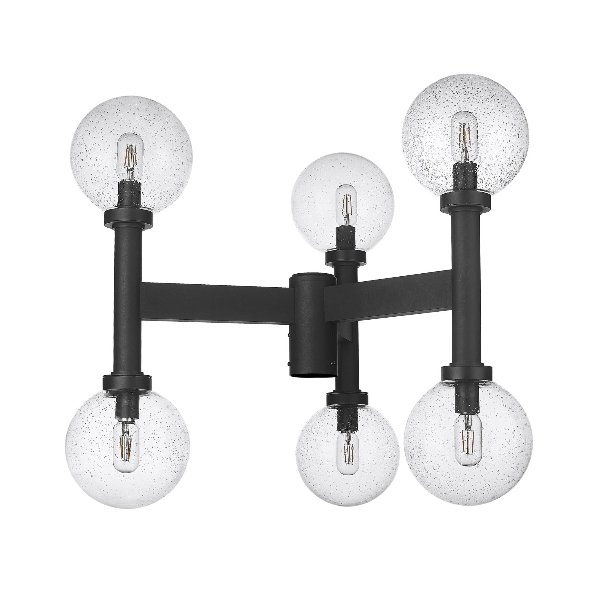 Shown in Black finish and Clear Seedy glass