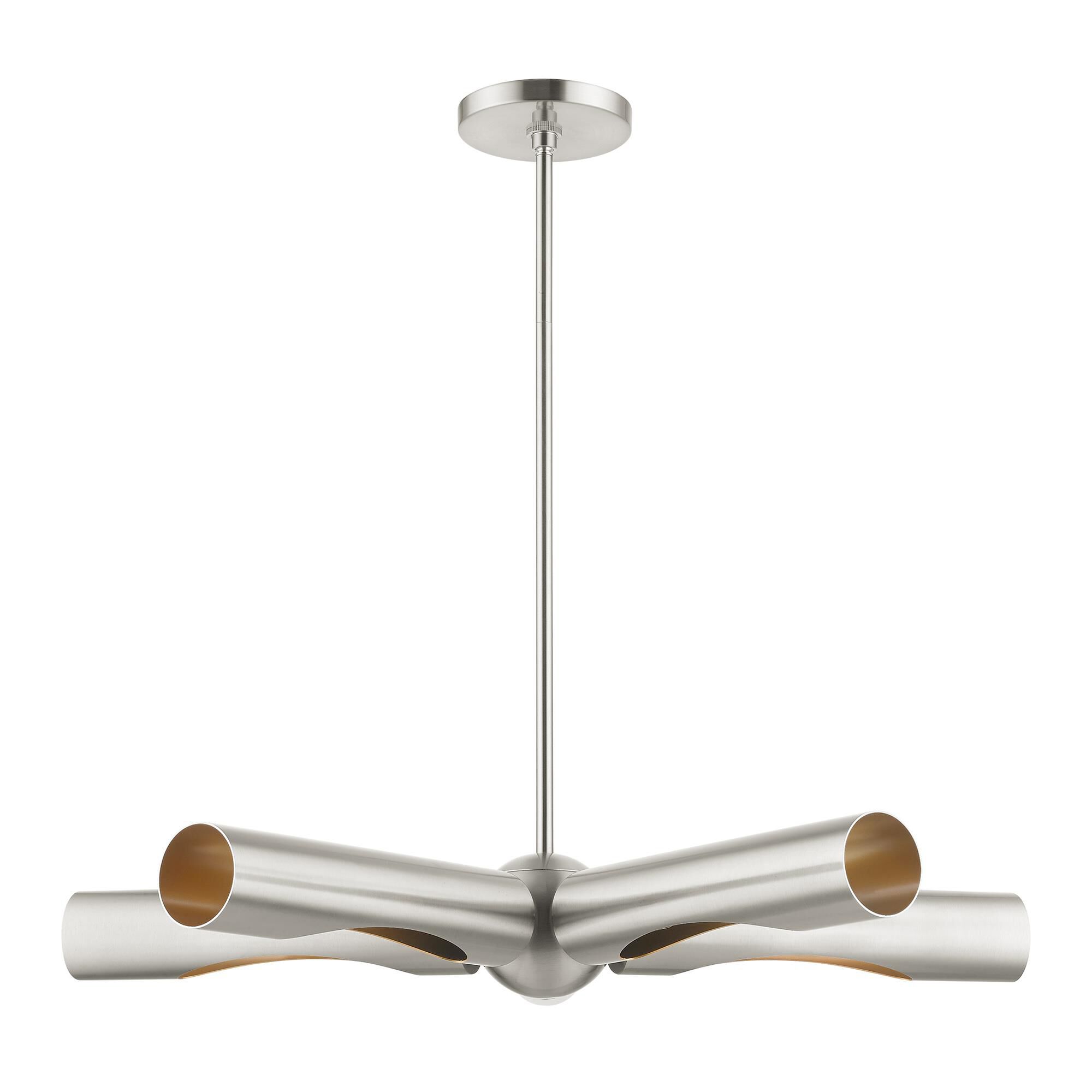 Shown in Brushed Nickel finish and Hand Welded Brushed Nickel With Gold Finish Inside shade