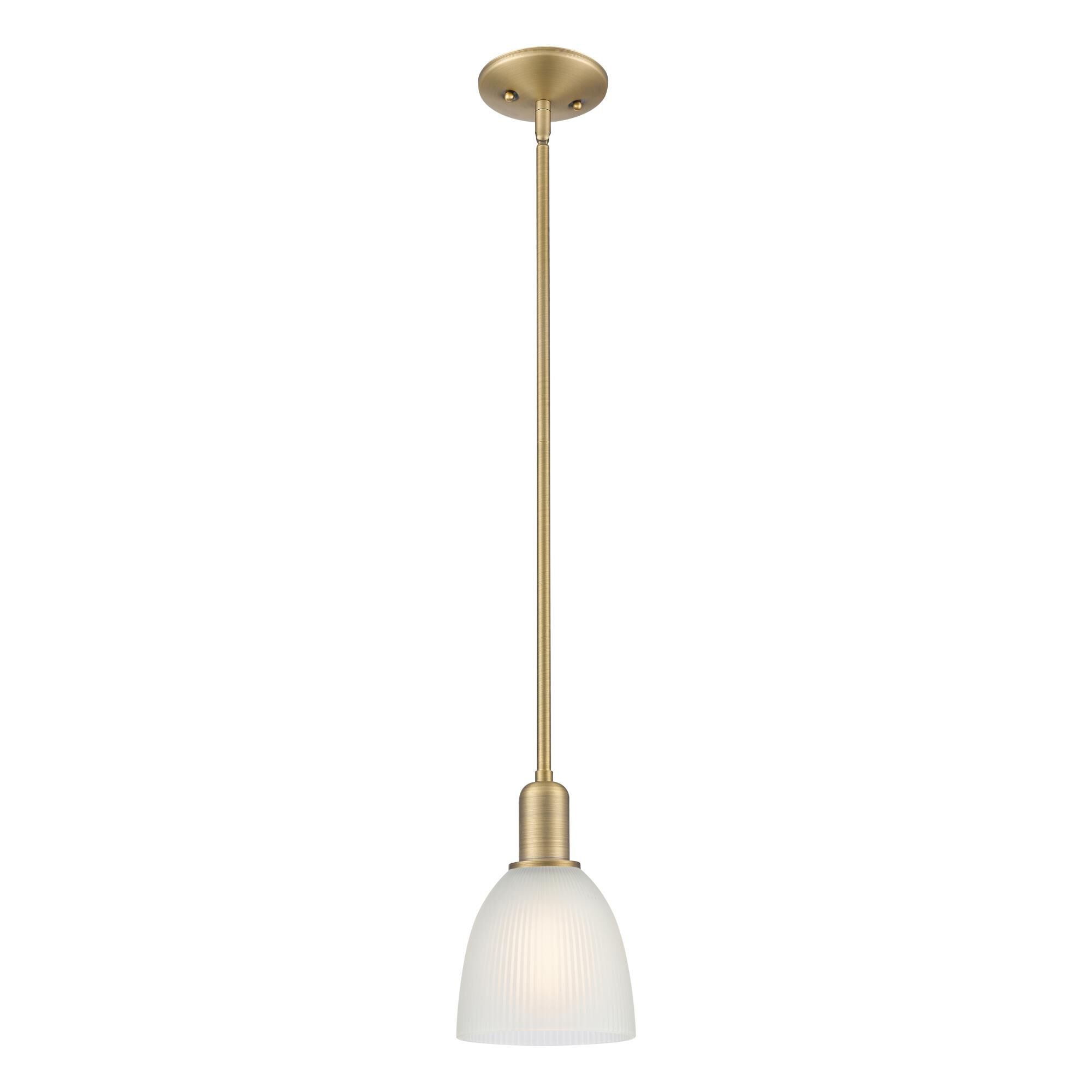 Shown in Brushed Brass finish and White glass