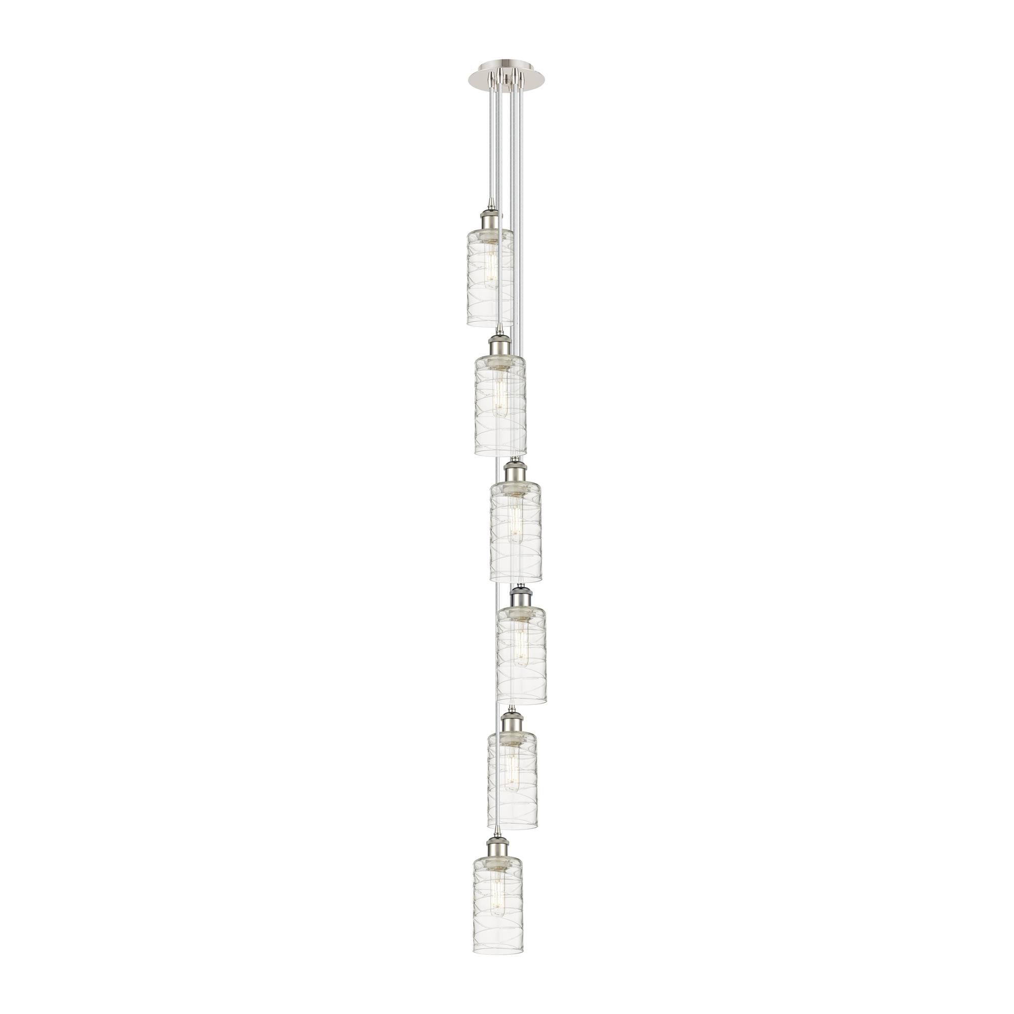 Shown in Polished Nickel finish and Deco Swirl shade