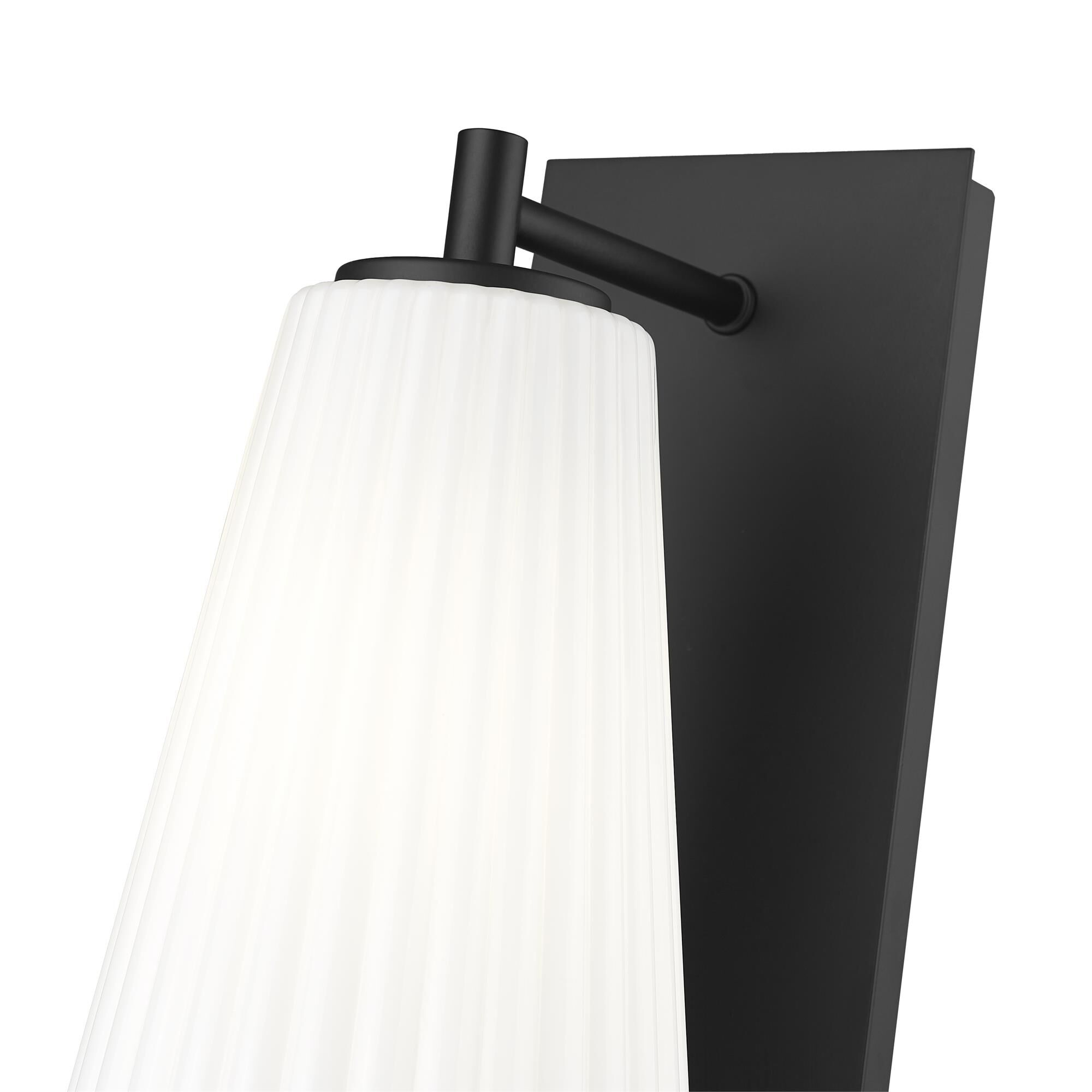 Shown in Matte Black finish and White glass and White shade