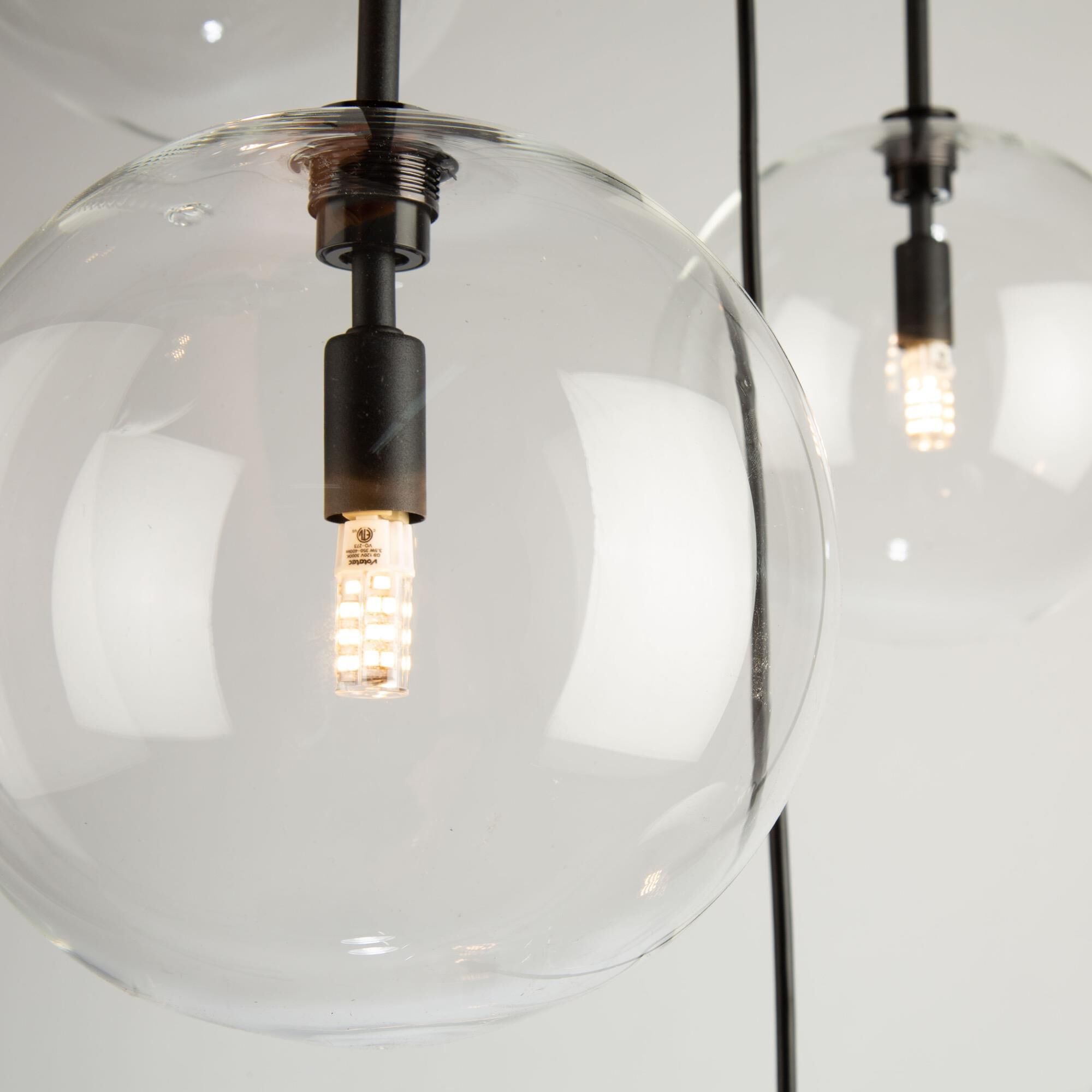 Shown in Black finish and Clear glass