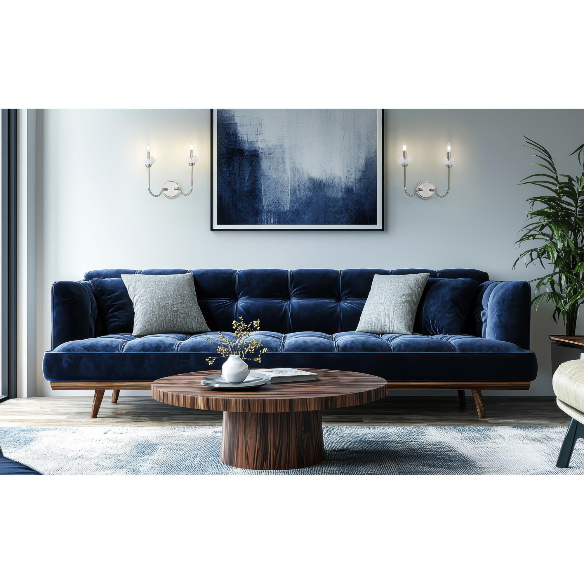 Shown in Brushed Nickel finish and Clear Ribbed glass and Clear Ribbed shade