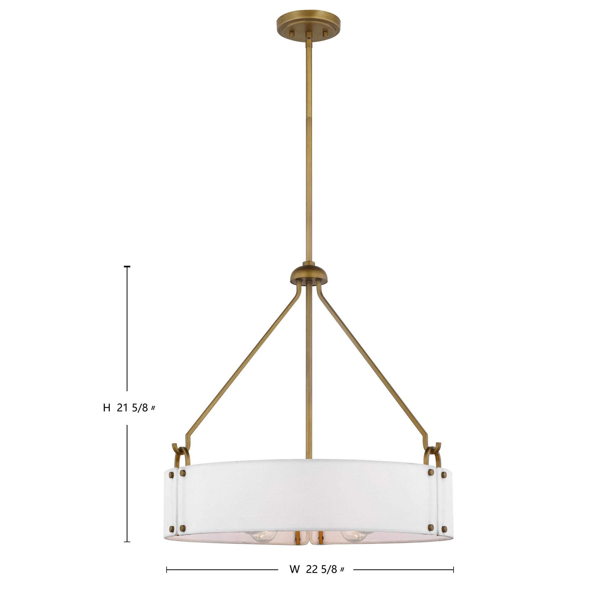 Shown in Natural Brass finish and White Linen shade