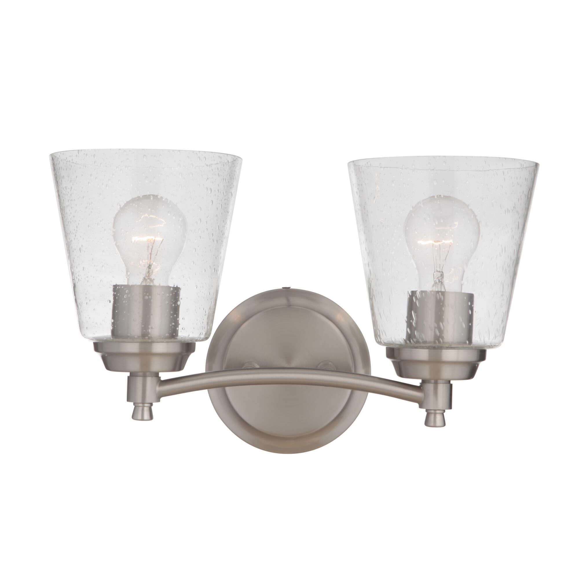 Shown in Brushed Polished Nickel finish and Clear Seeded glass and Glass shade