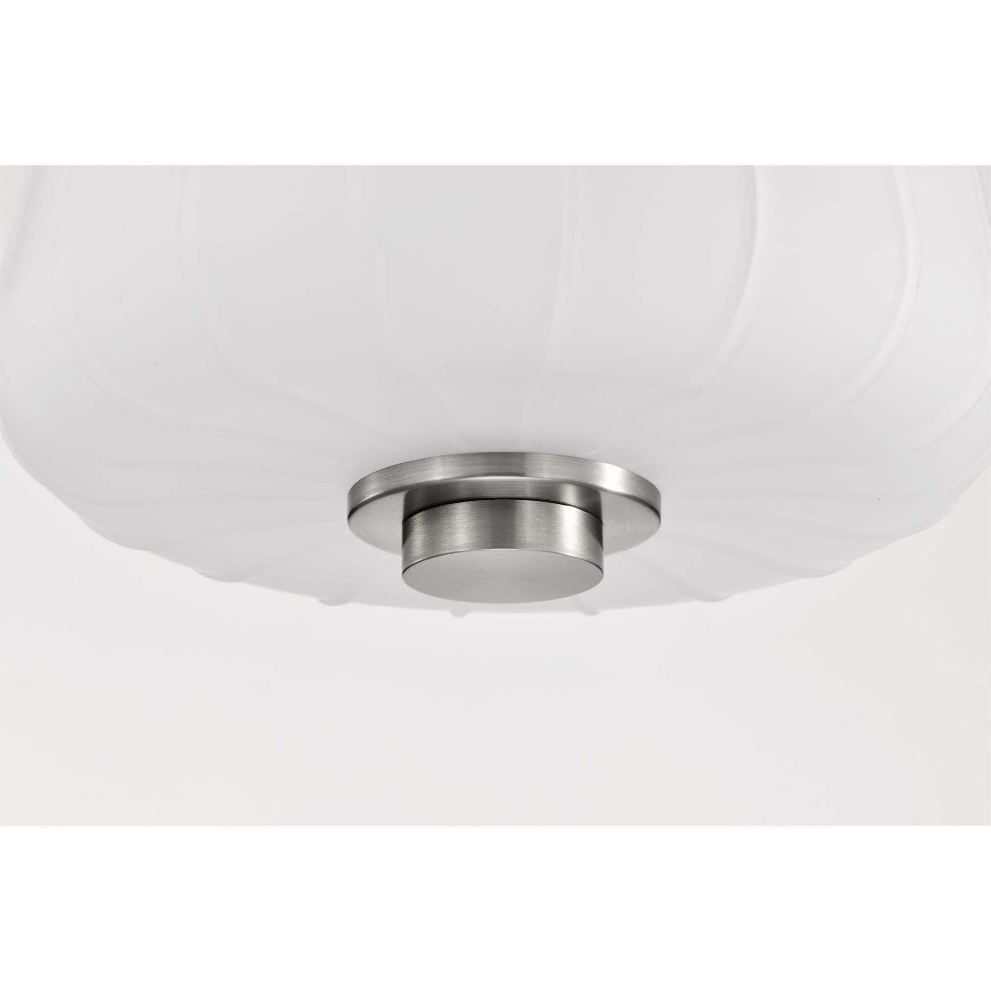 Shown in Brushed Nickel finish and Etched White glass