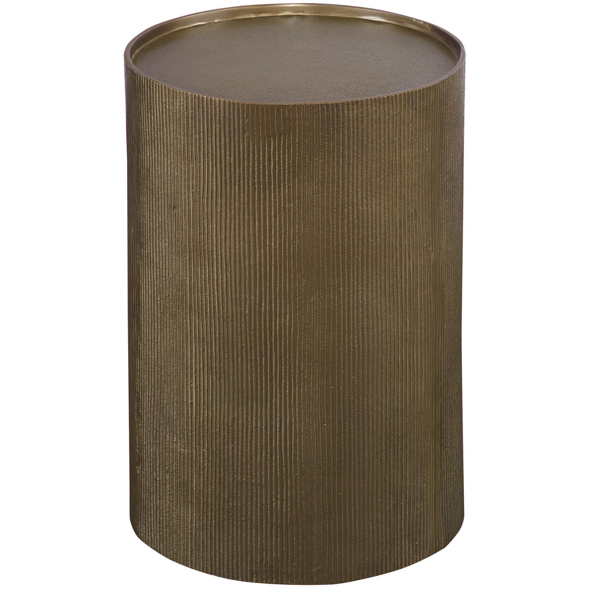 Shown in The Adrina Accent Table Features A Versatile Design In Cast Aluminum With A Heavily Textured Reeded  finish