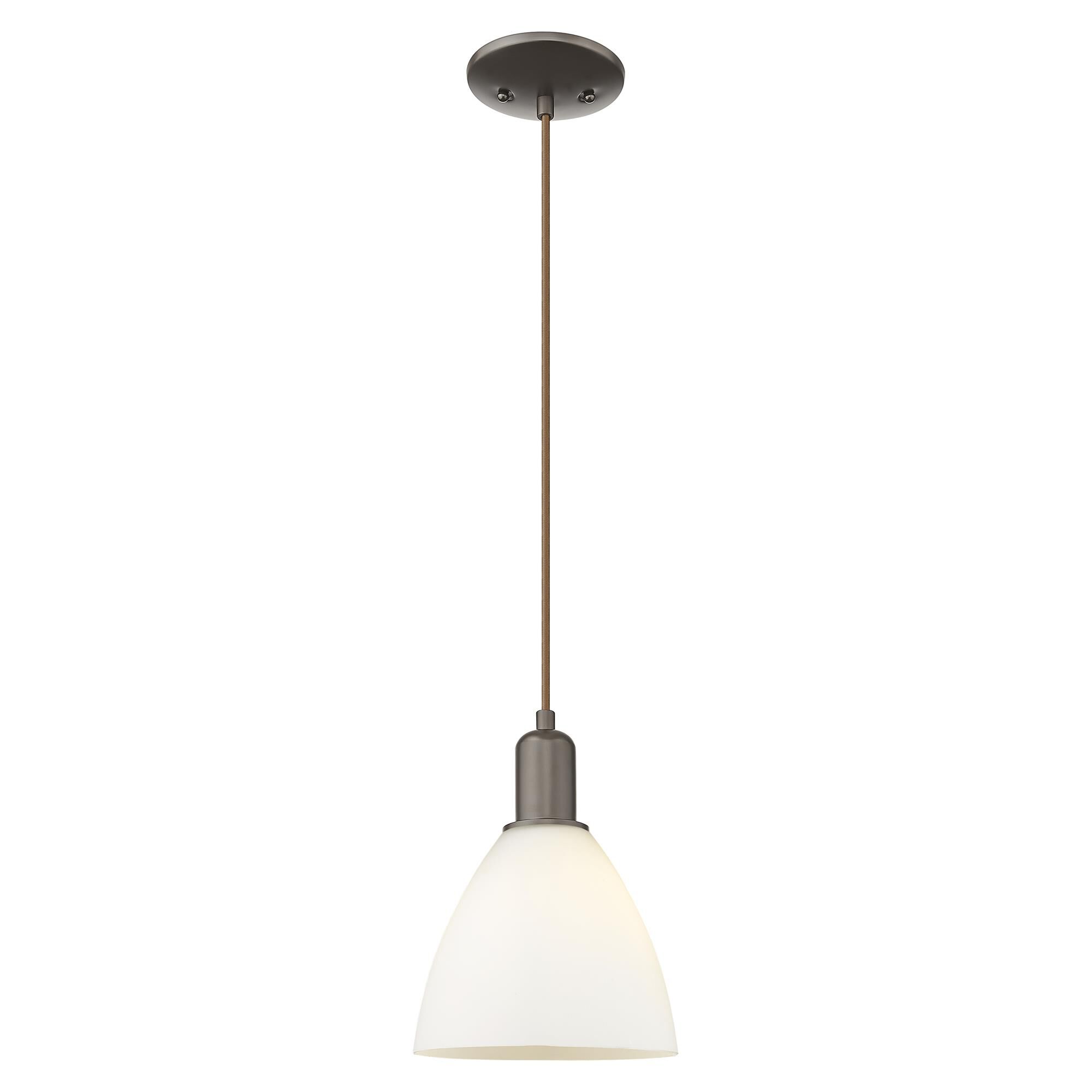 Shown in Oil Rubbed Bronze finish and Matte White glass