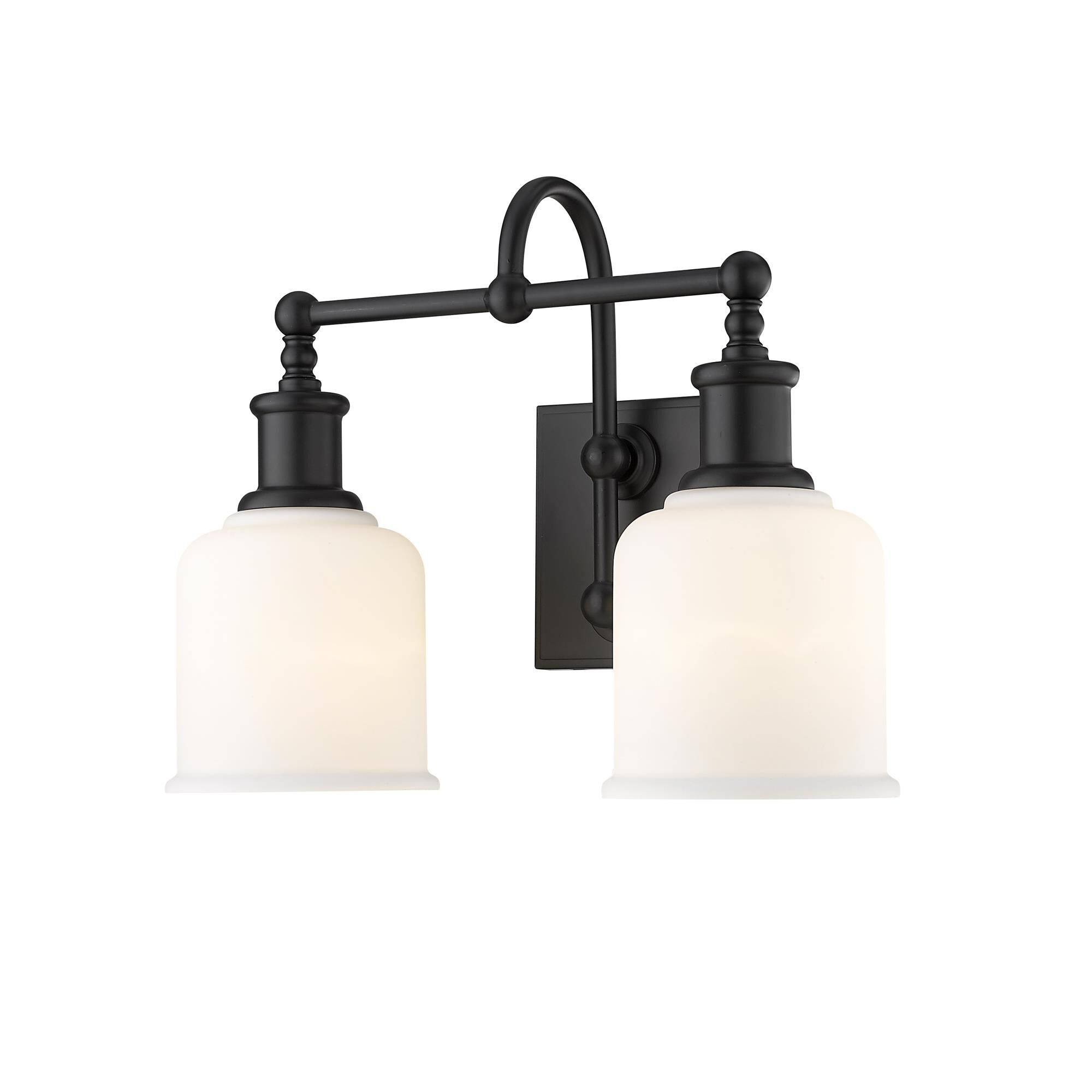 Shown in Matte Black finish and Glass shade