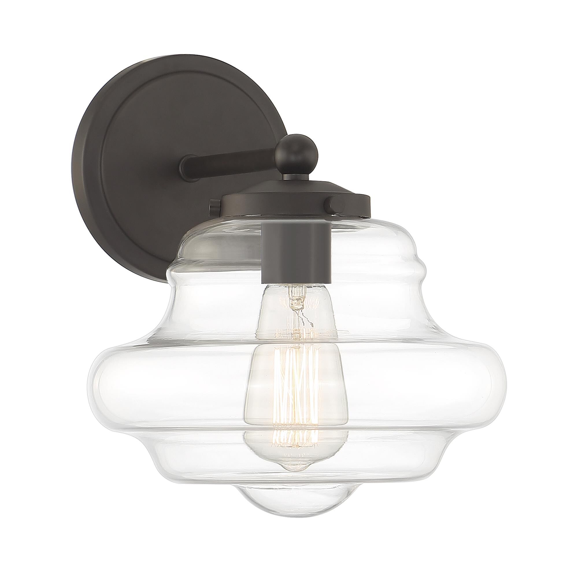 Shown in Oil Rubbed Bronze finish and Clear glass and Glass shade