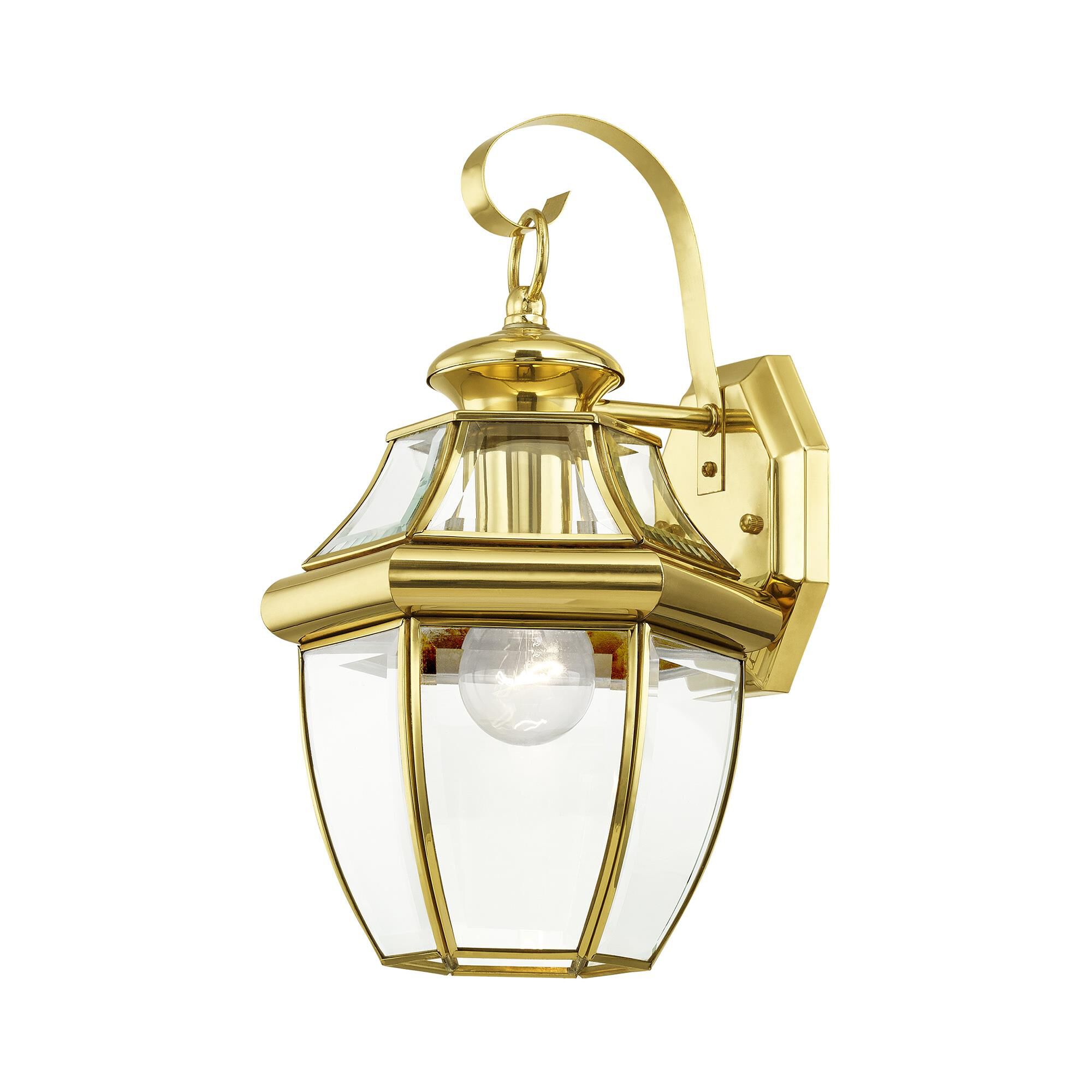Shown in Polished Brass finish and Clear Beveled glass