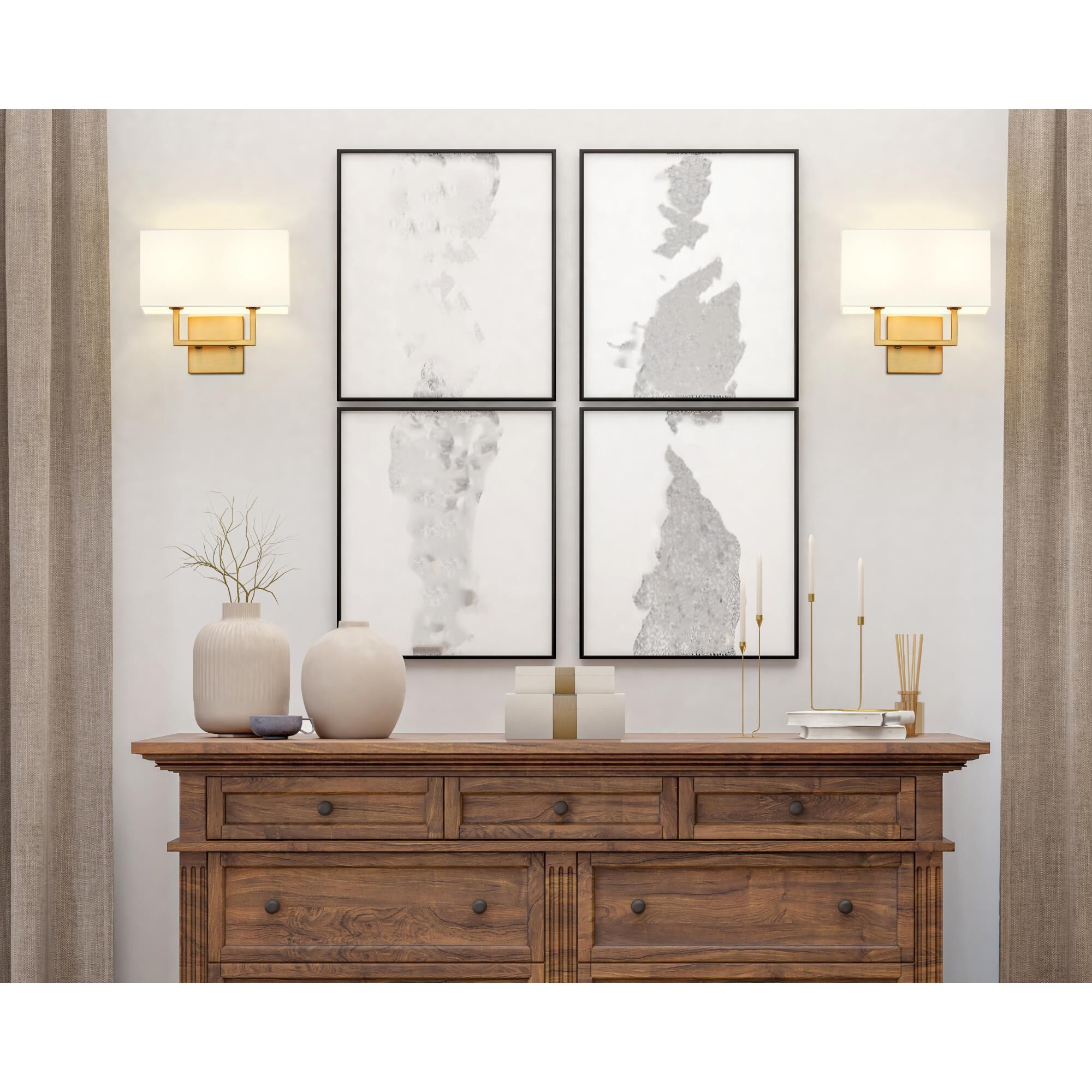 Shown in Olde Brass finish and White glass and White shade