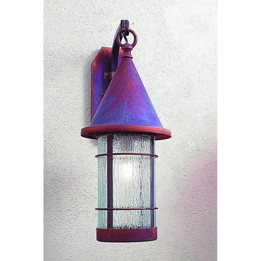 Shown in Raw Copper finish and Rain Mist glass