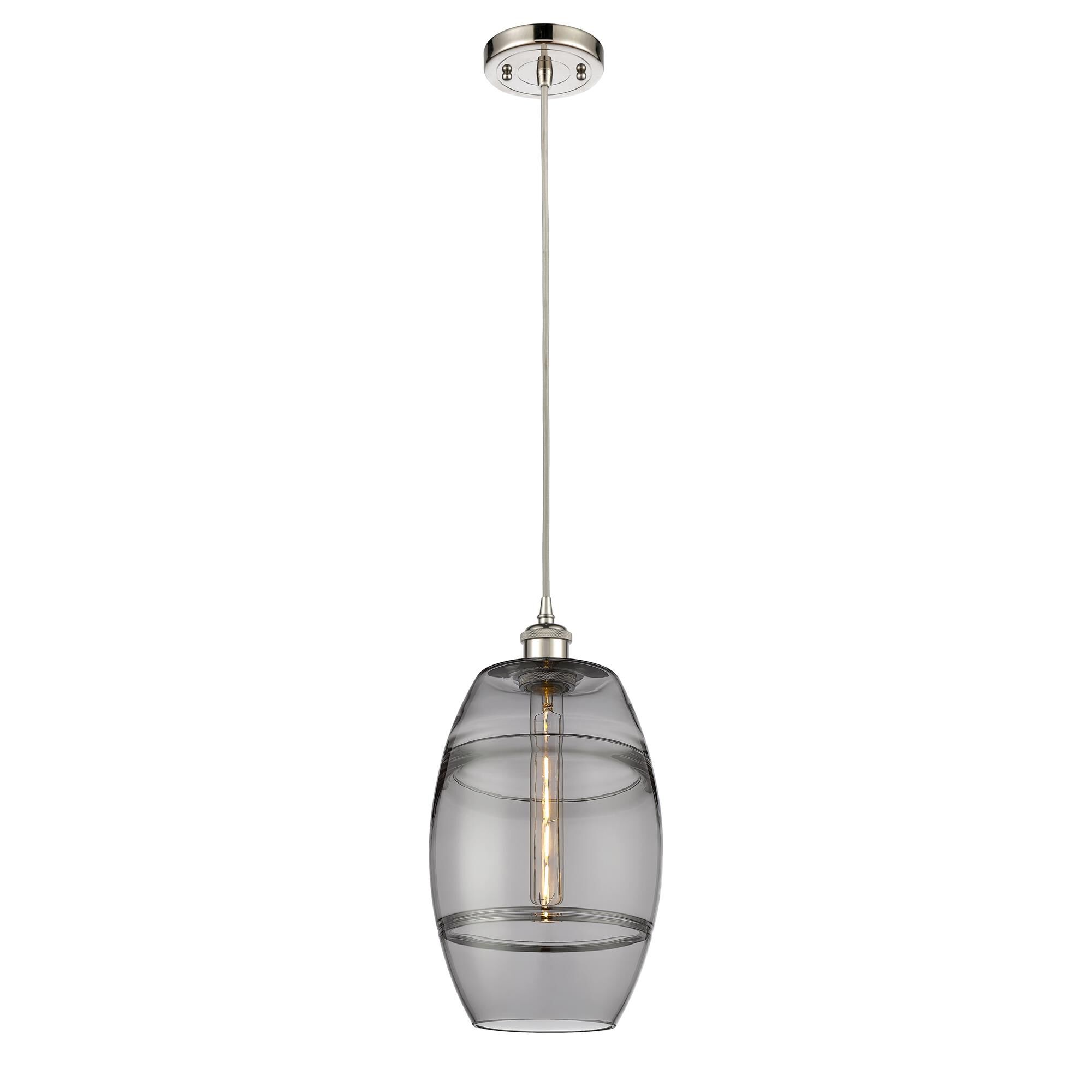 Shown in Polished Nickel finish and Light Smoke glass