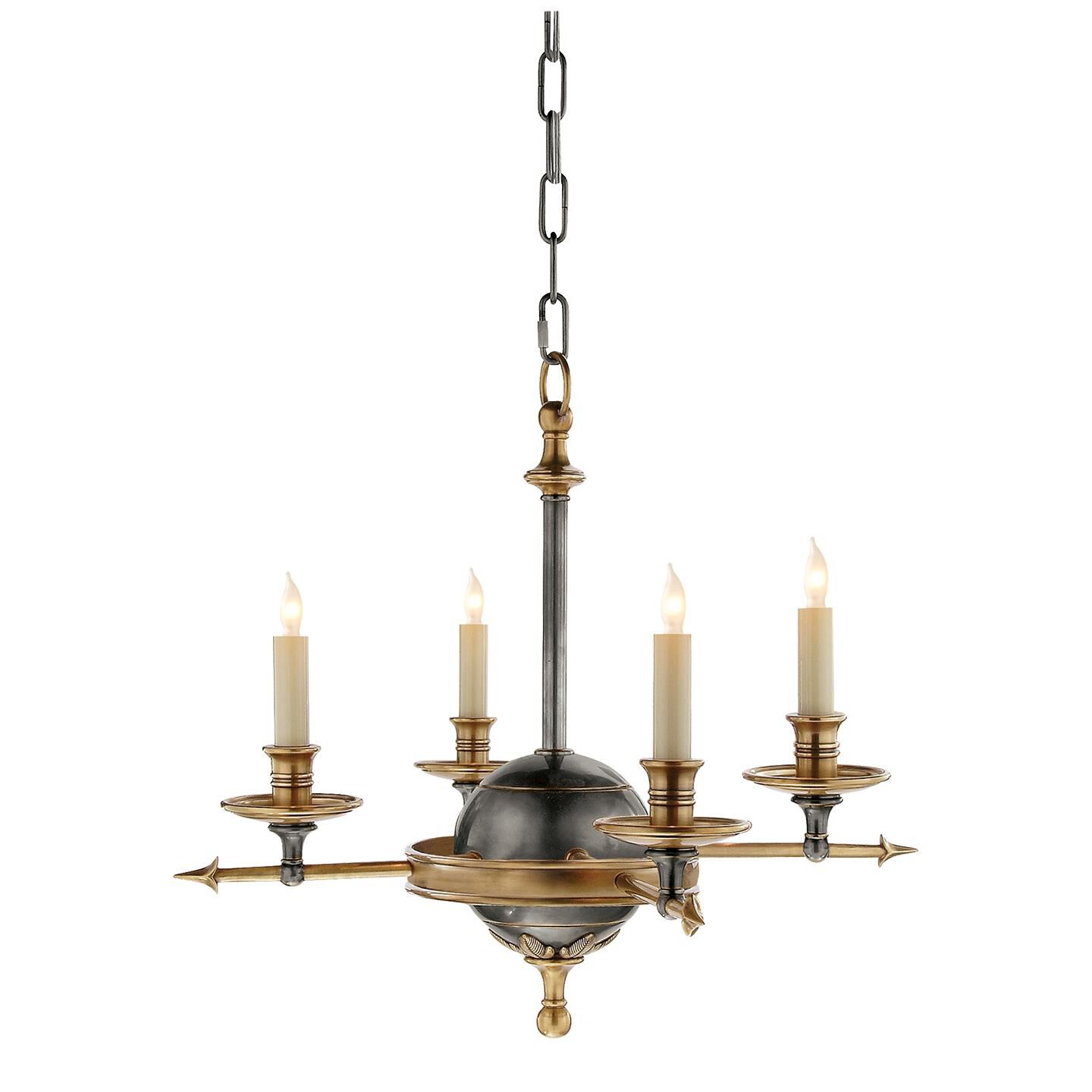 Chapman & Myers Leaf And Arrow 15 Inch 4 Light Mini Chandelier,