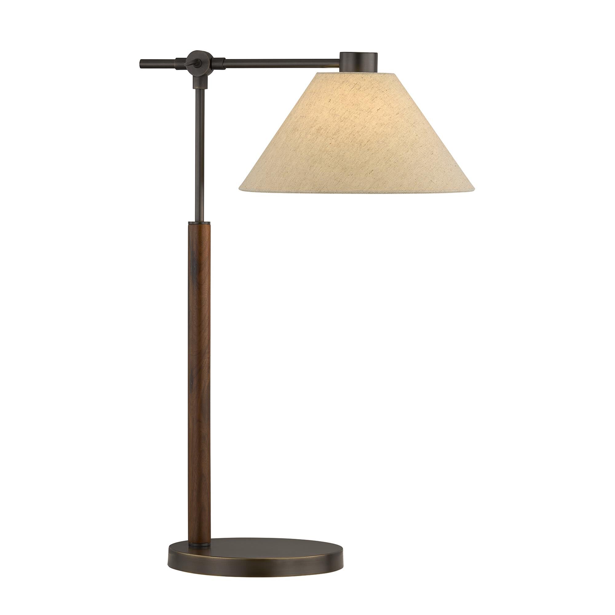 Shown in Mediterranean Bronze finish and Beige Fabric shade
