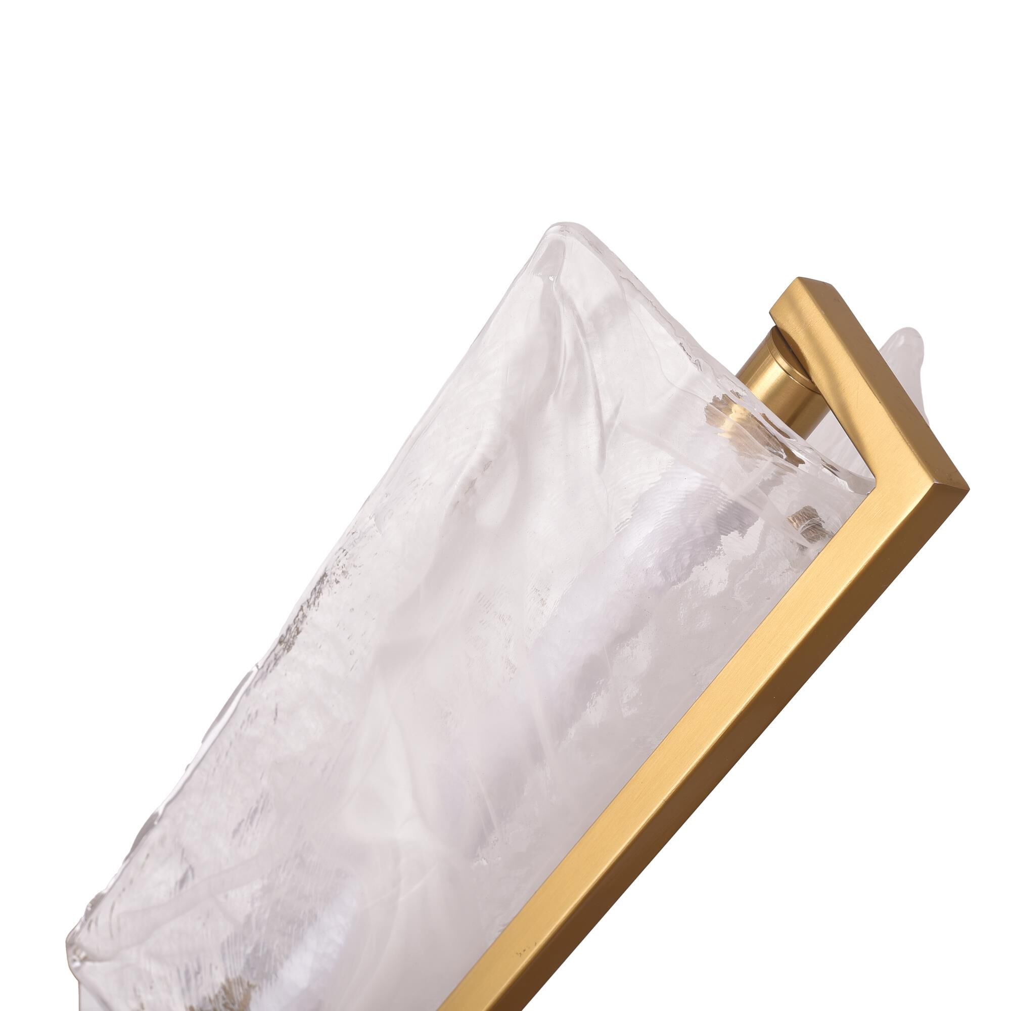 Shown in Brass finish and Handmade Clear and White Swirl glass