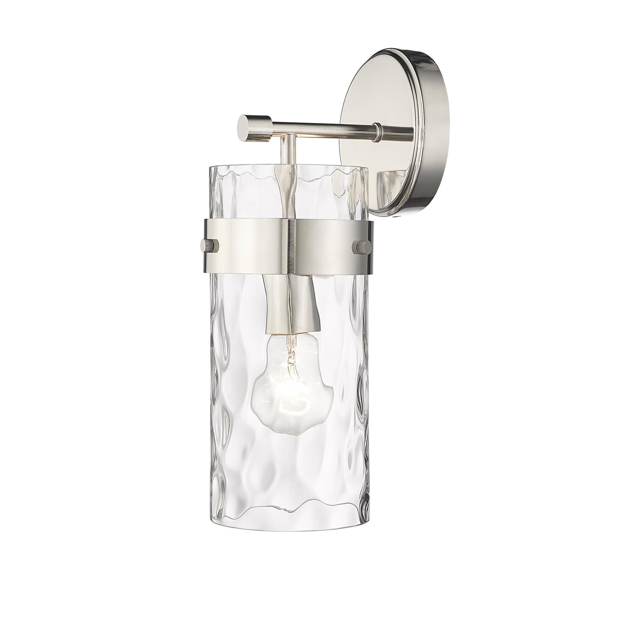 Shown in Polished Nickel finish and Glass shade