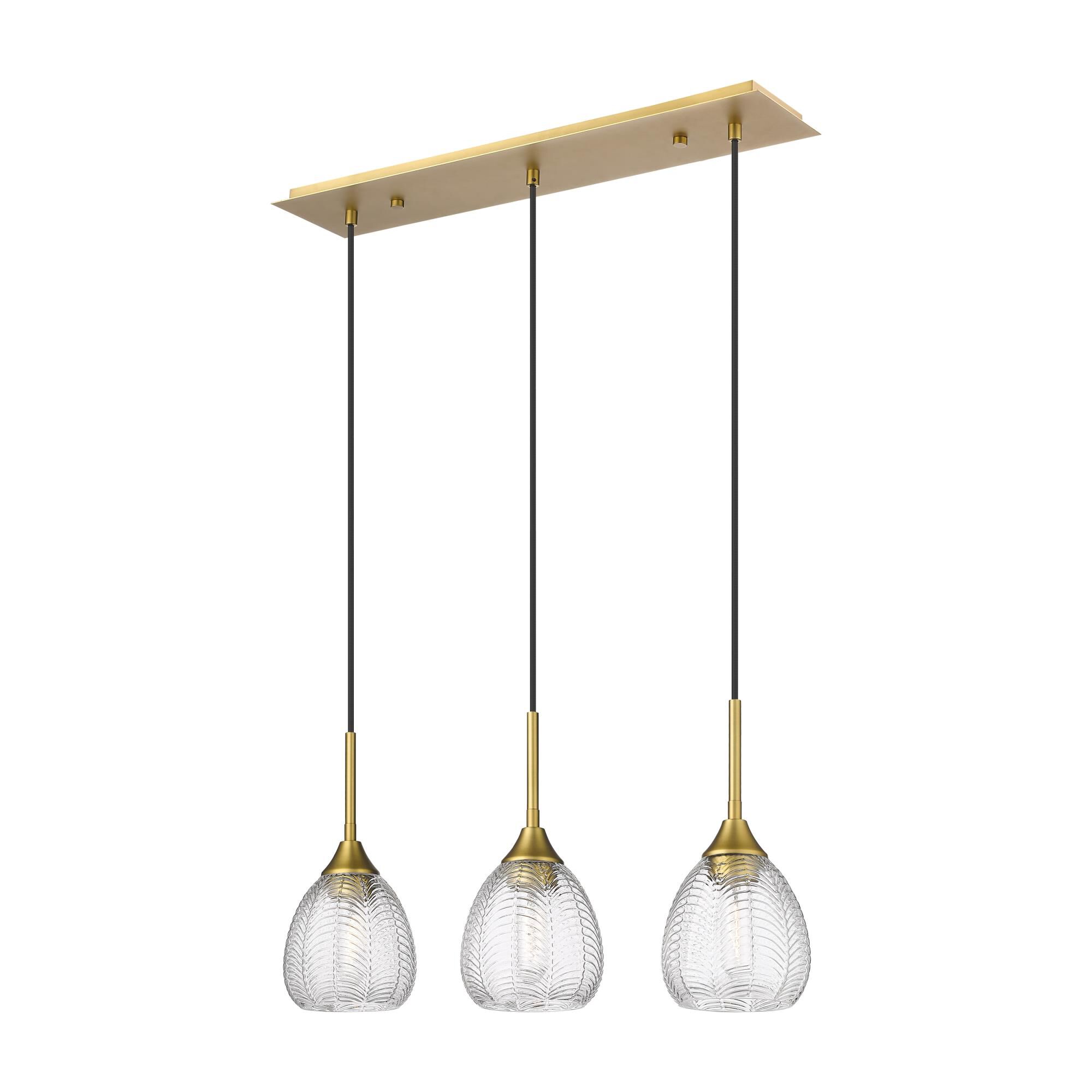Shown in Brushed Brass finish and Clear shade