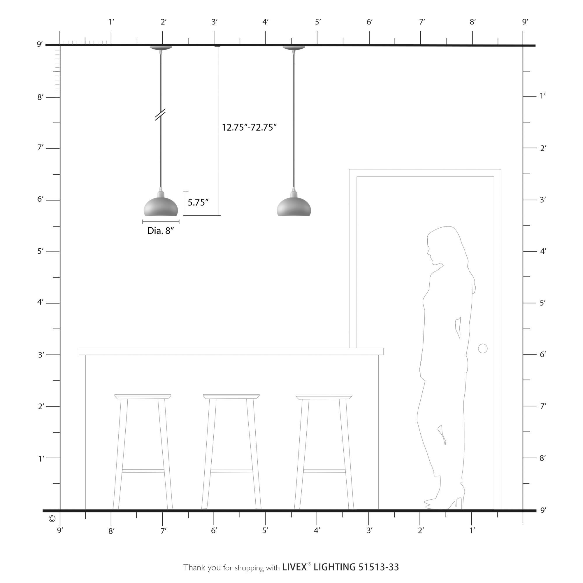 Domma 8 Inch Mini Pendant by Livex Lighting