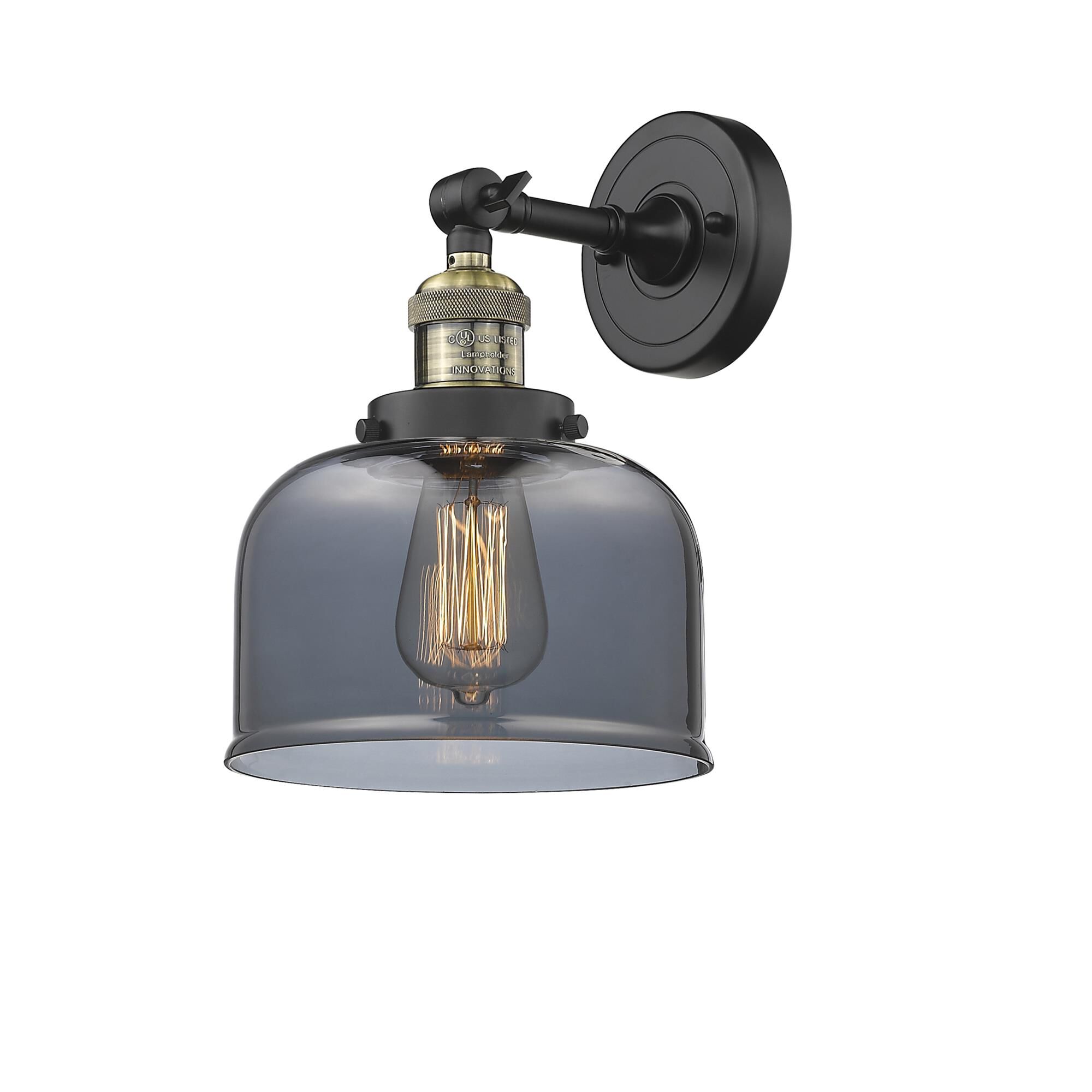 Shown in Black Antique Brass finish and Plated Smoked glass